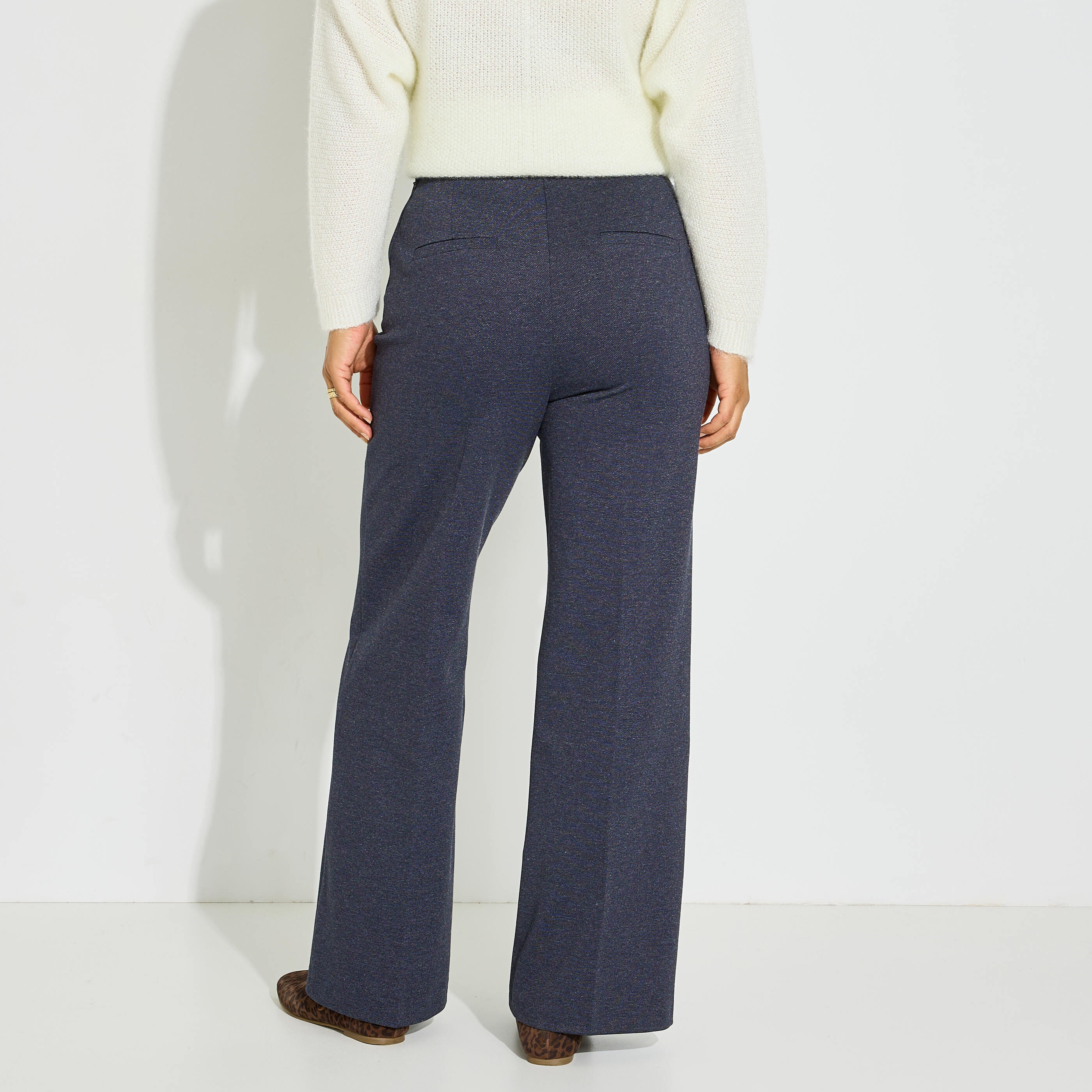 Pantalon pont large en maille femme