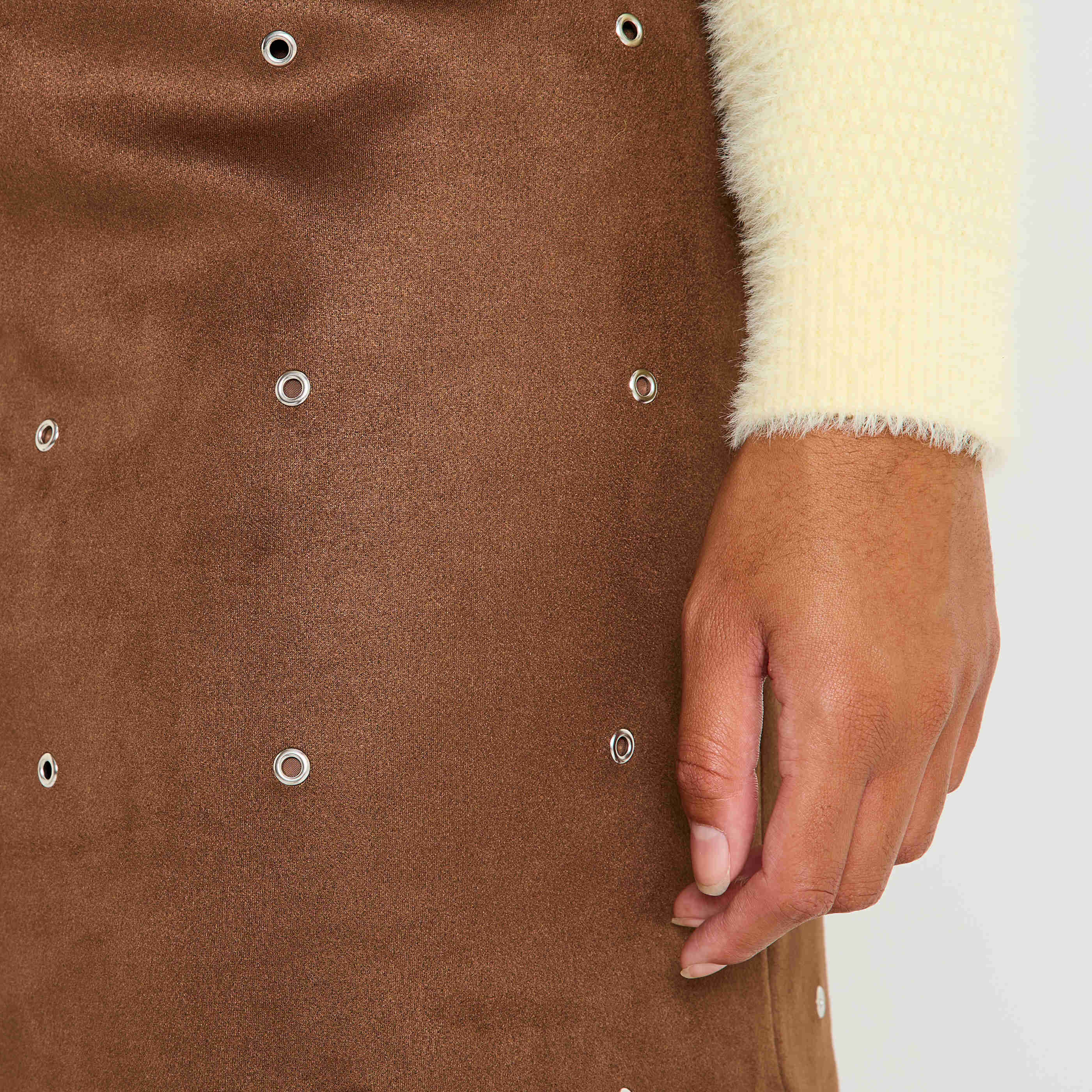 Jupe trap&egrave;ze en su&eacute;dine