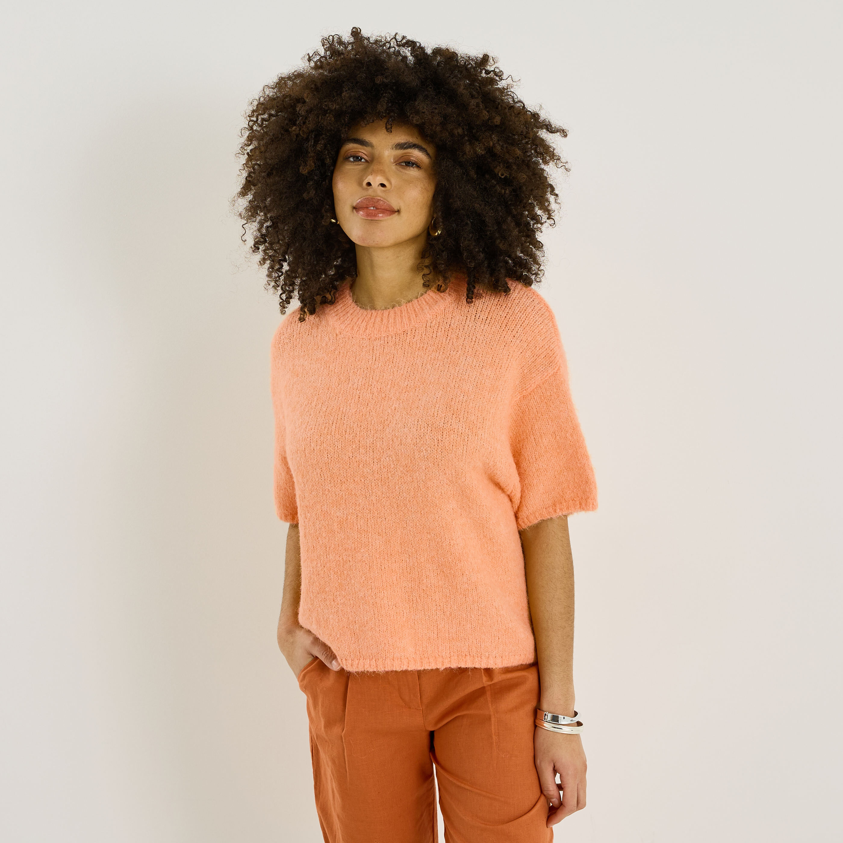 Pull manches courtes ample femme