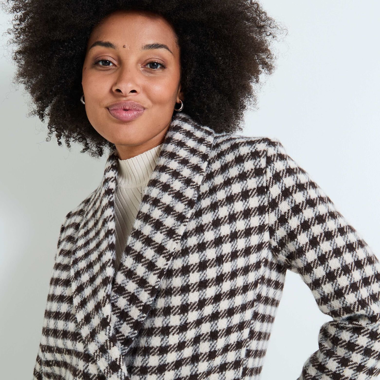 Manteau à carreaux femme MARRON Graindemalice