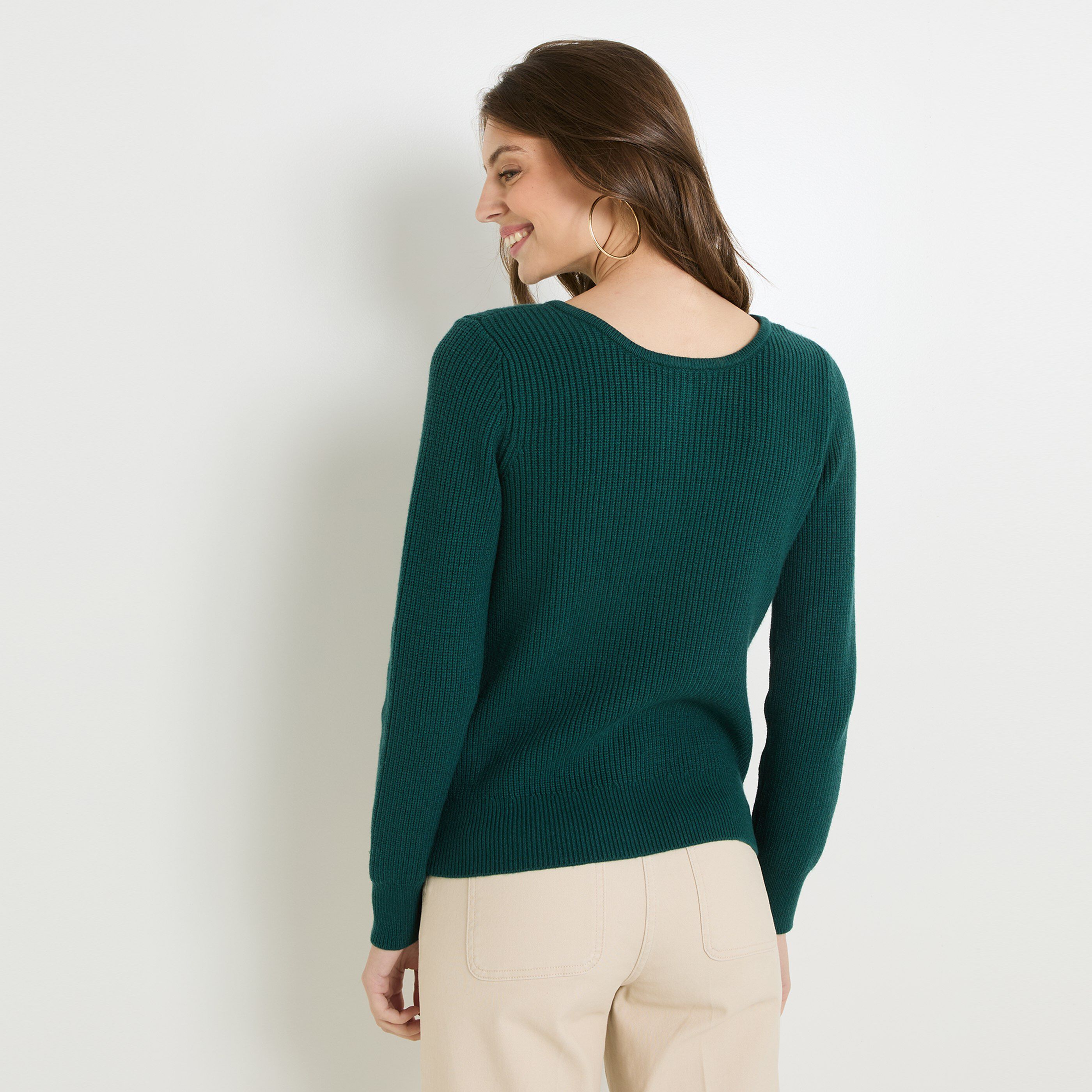 Gilet cotele femme BLEU VERT Graindemalice