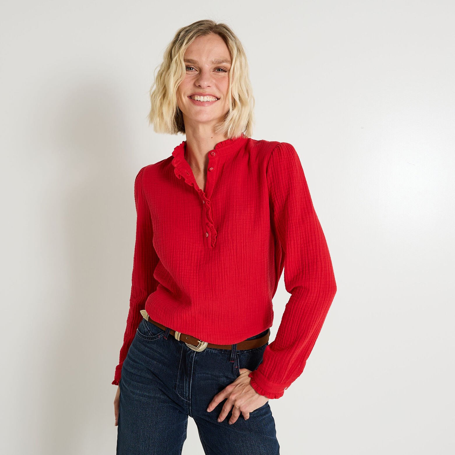 Blouse en gaze de coton femme