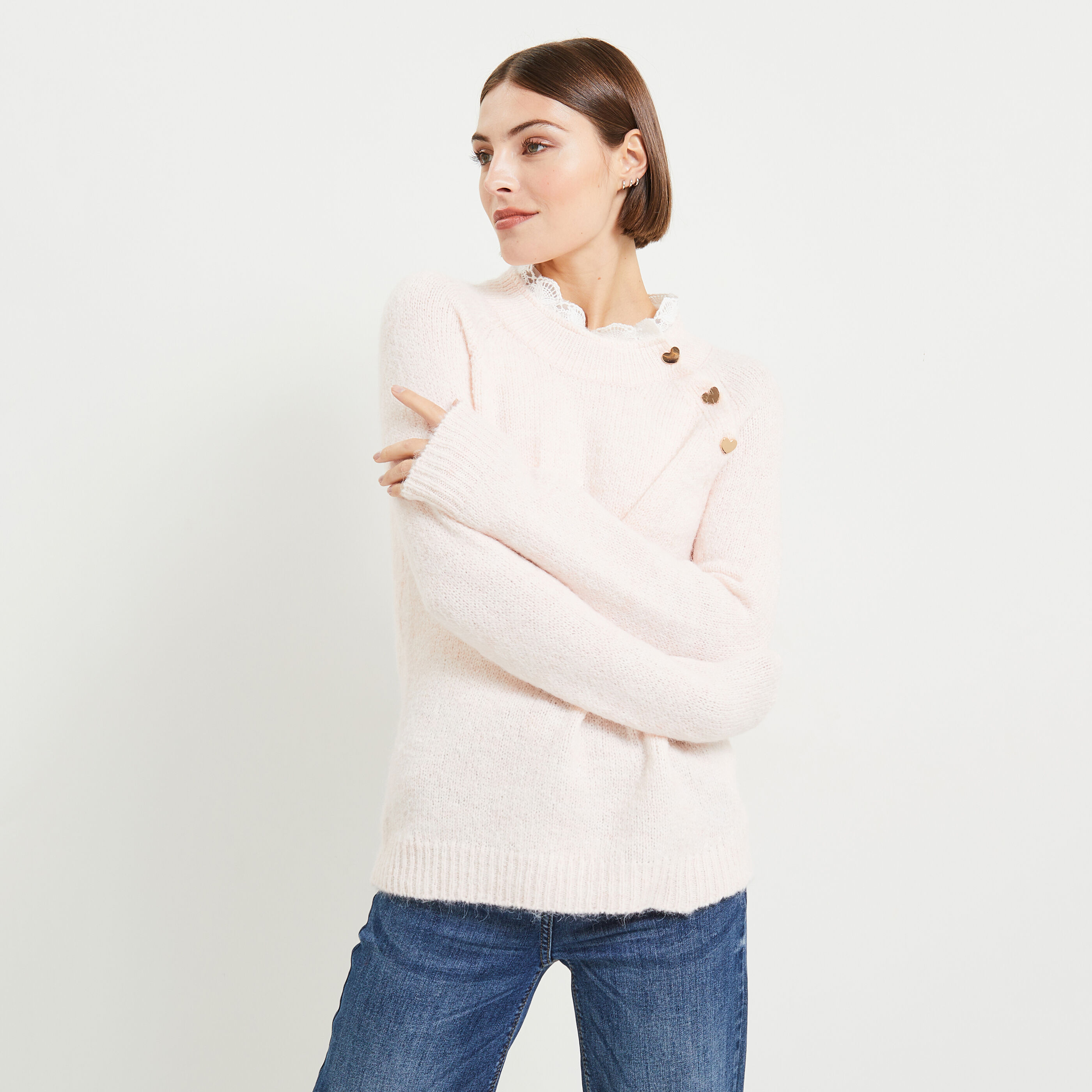 Pull col haut femme sales