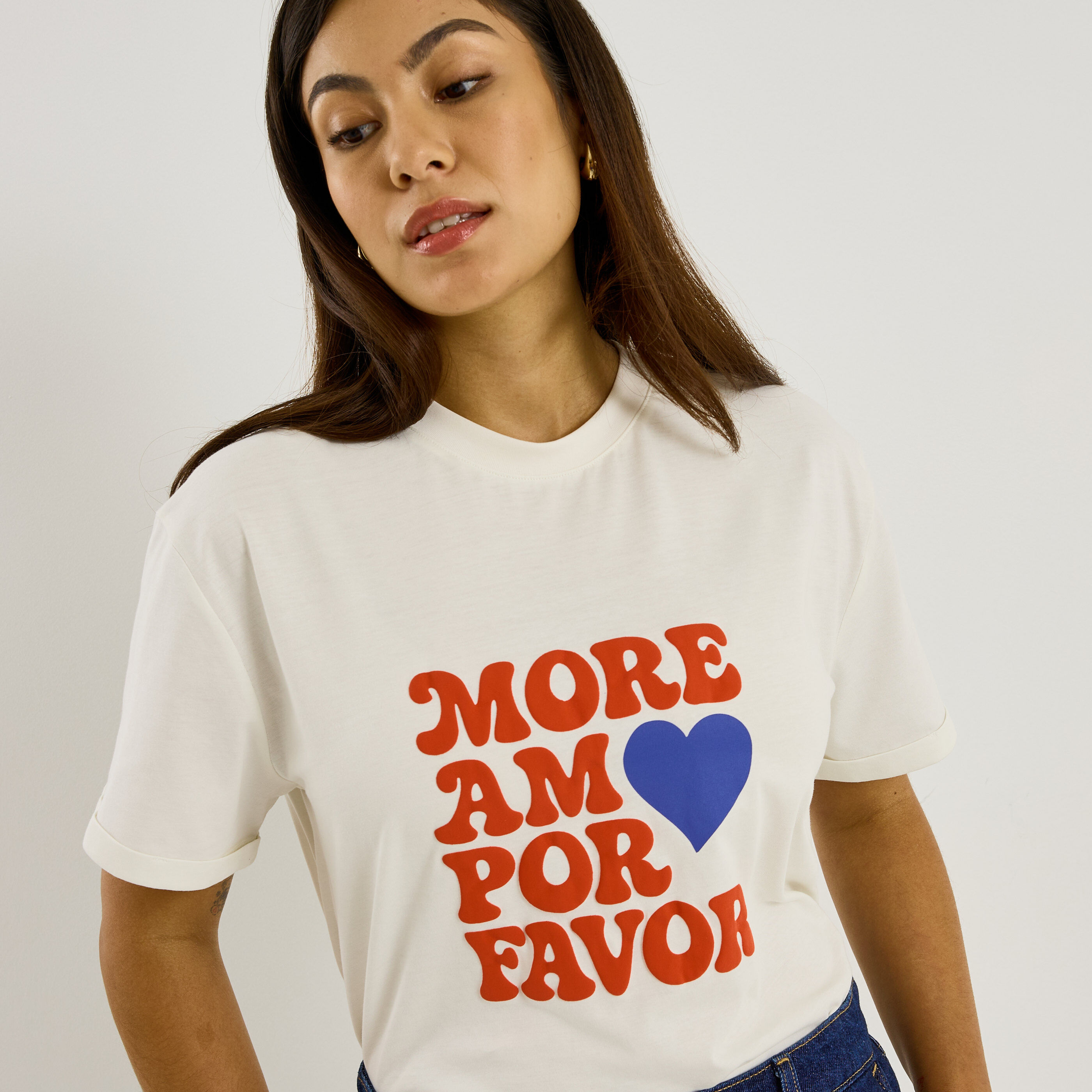 T-shirt col rond print femme