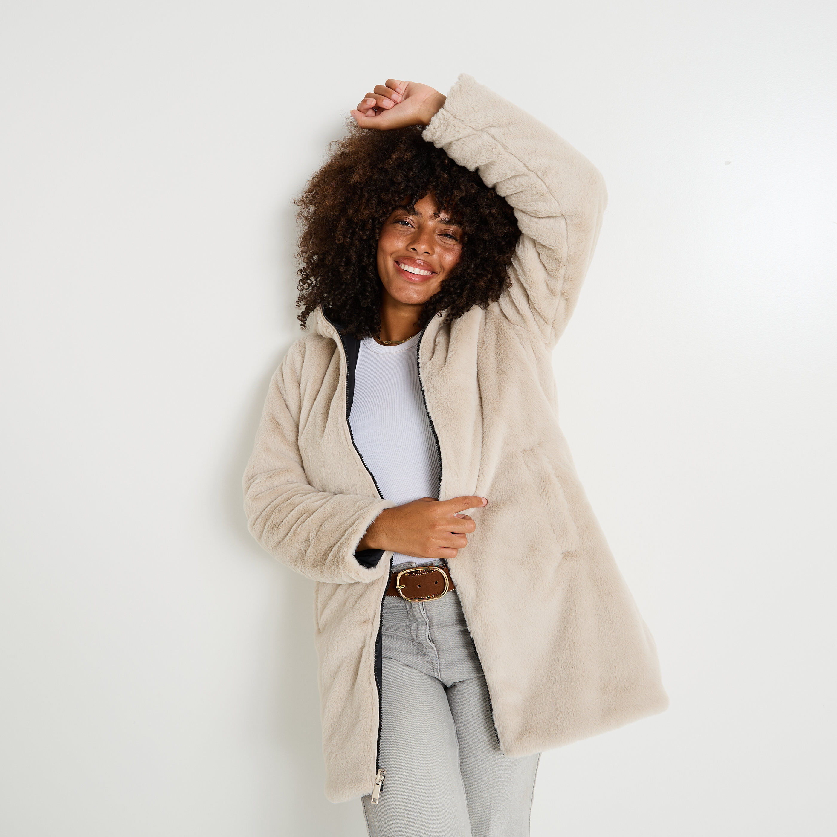 Parka mi-longue r&eacute;versible femme