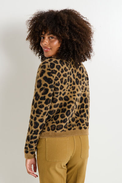 Gilet fluffy imprimé léopard femme