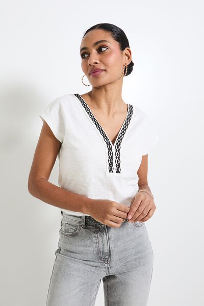 T-shirt col tunisien femme