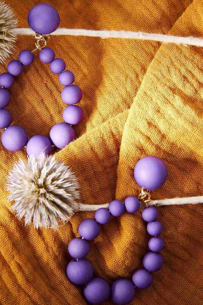 Boucles d'oreilles boules violettes