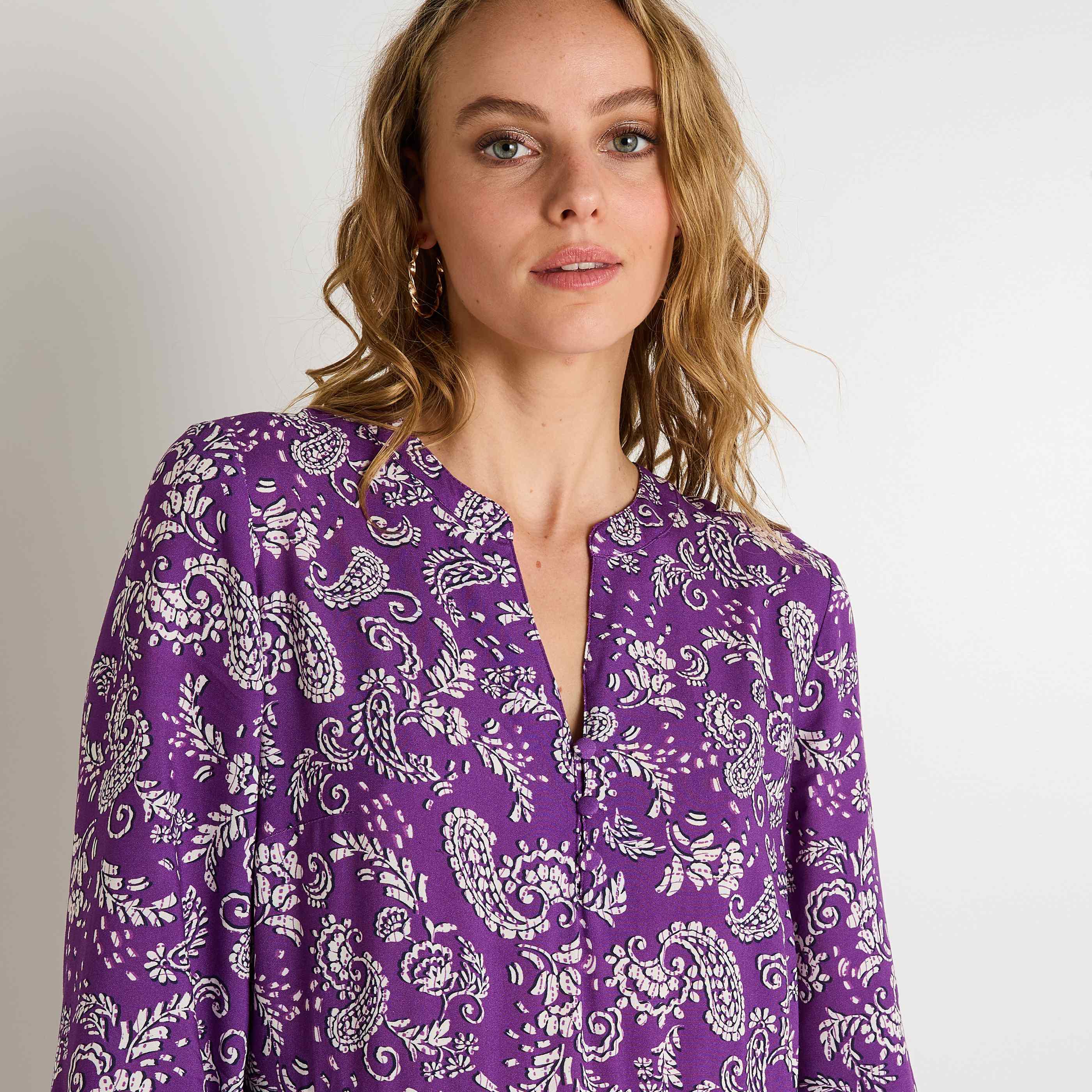 Robe fluide imprim&eacute;e femme