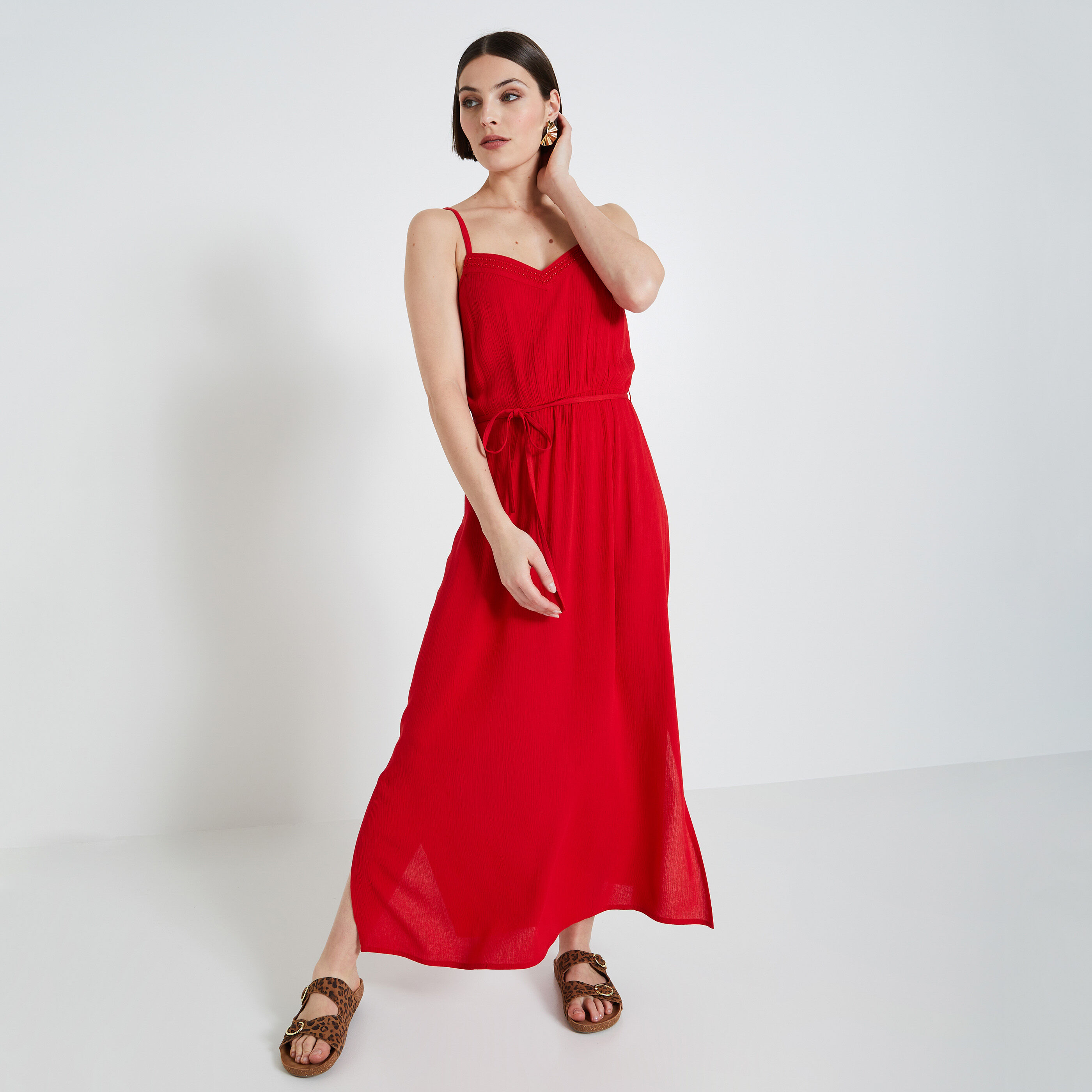 Robe longue unie femme ROUGE Graindemalice