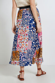 Jupe longue imprimé patchwork femme
