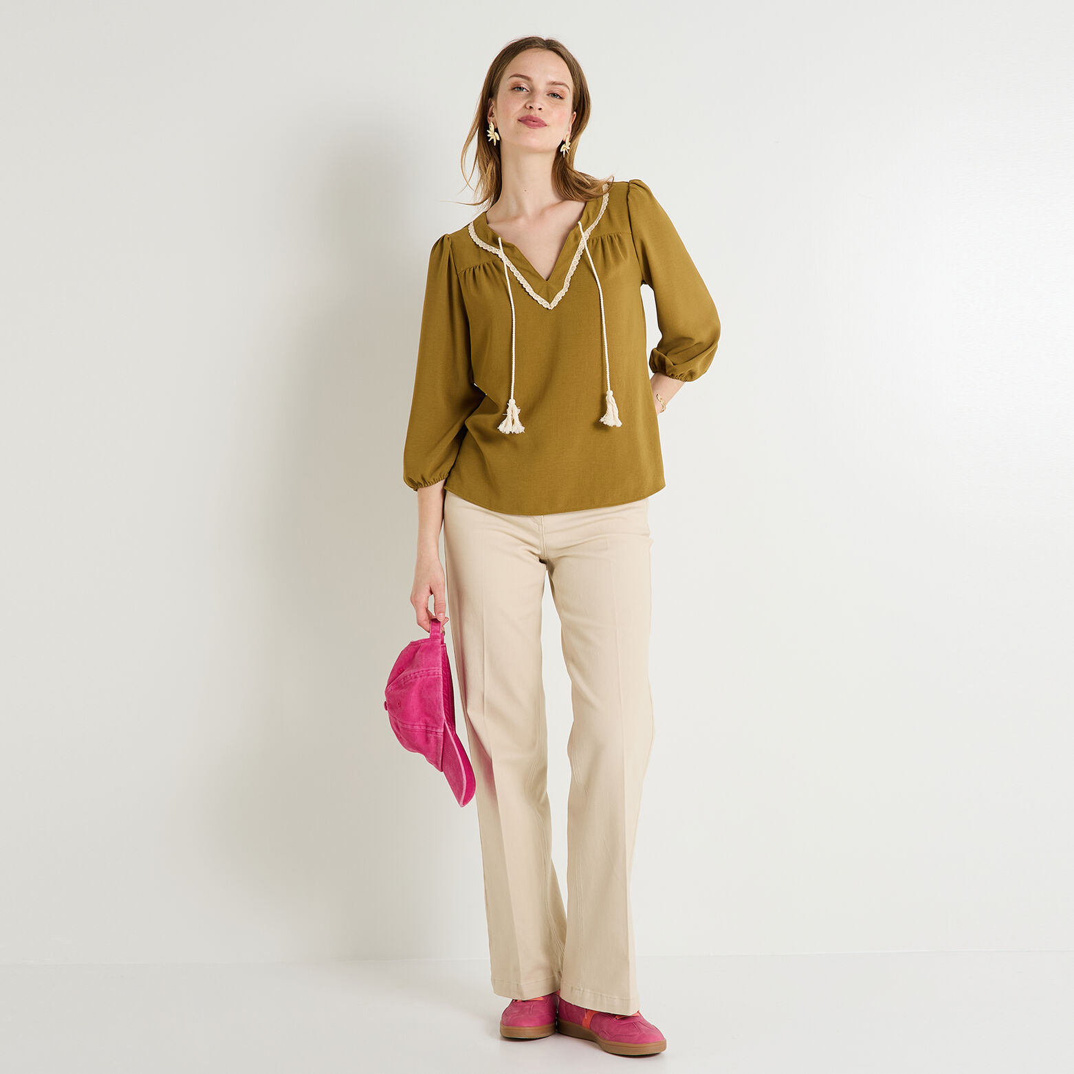 Blouse col V femme