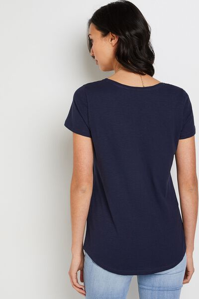 T-shirt manches courtes V femme