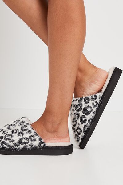 Pantoufles imprimé léopard femme