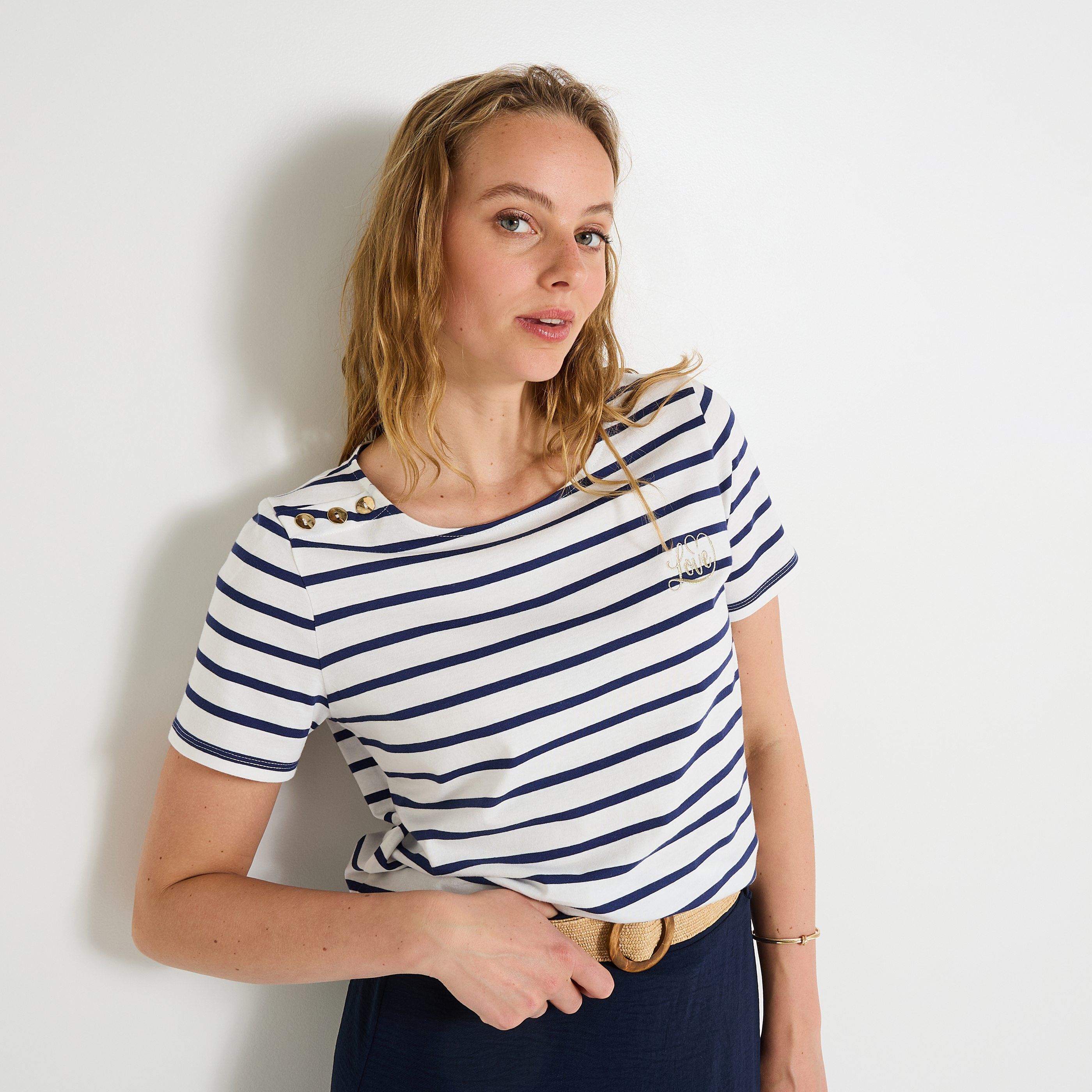 T-shirt ray&eacute; femme