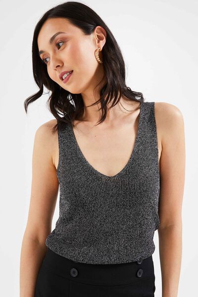 Débardeur maille cotelée lurex