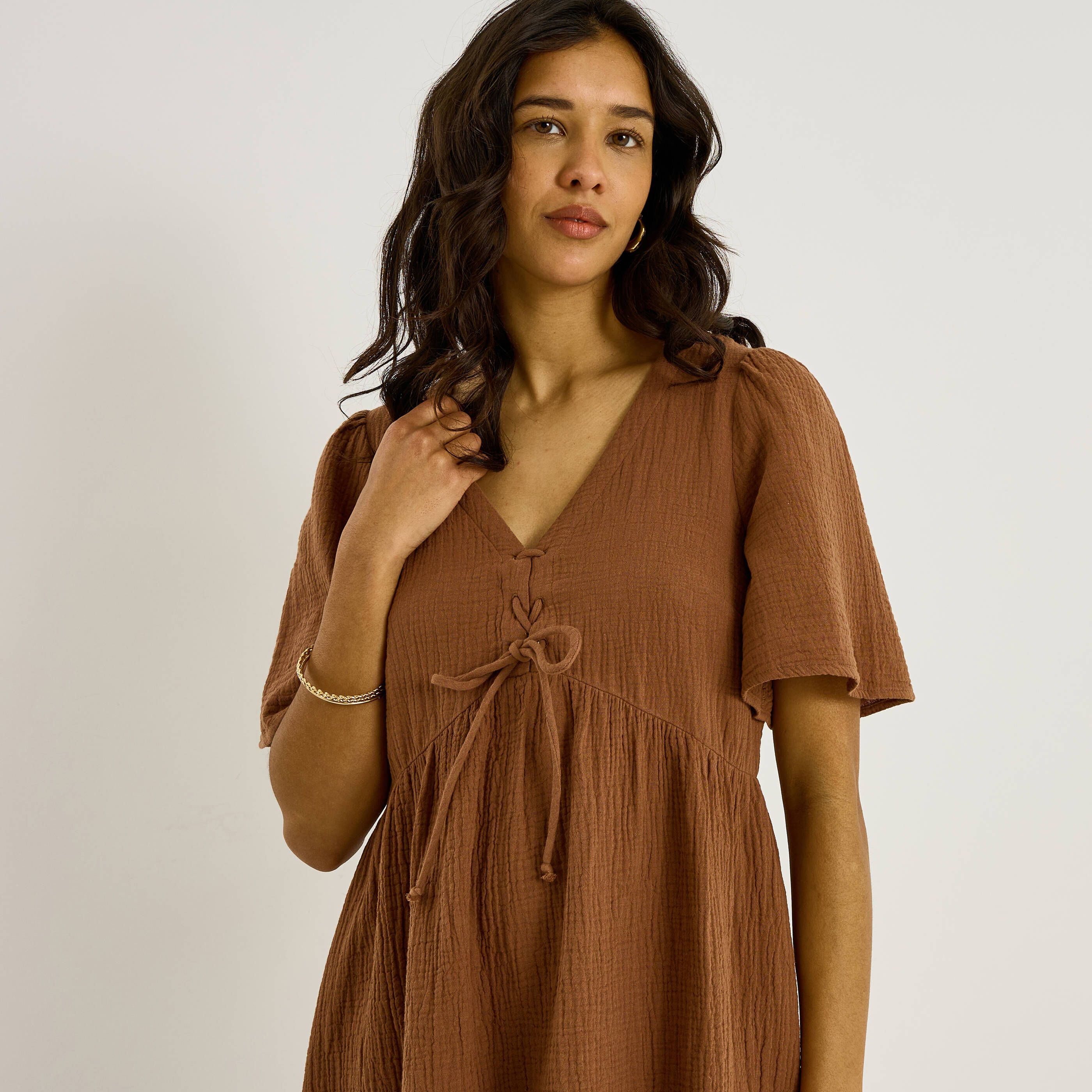 Robe courte en gaze de coton