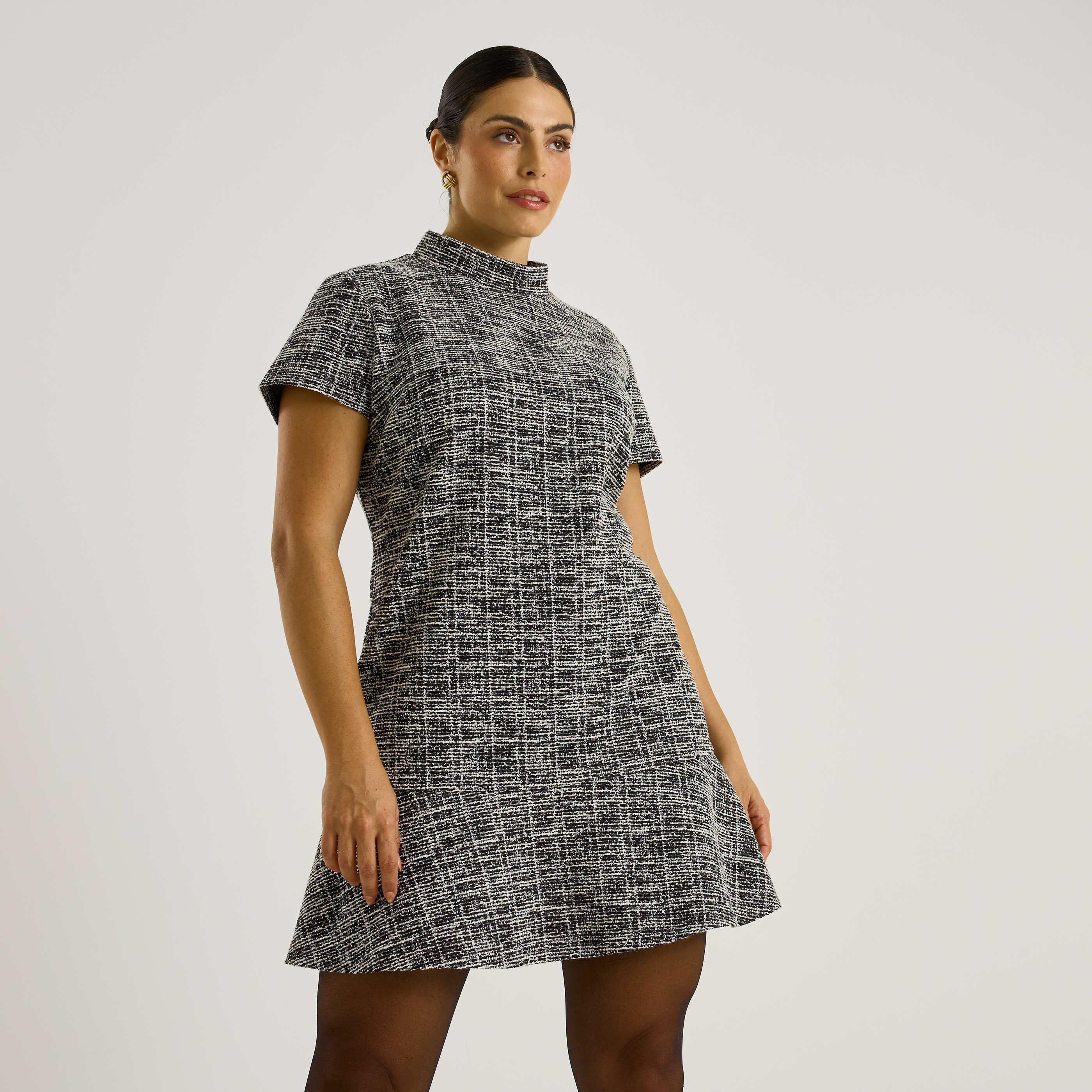 Robe courte &agrave; carreaux femme