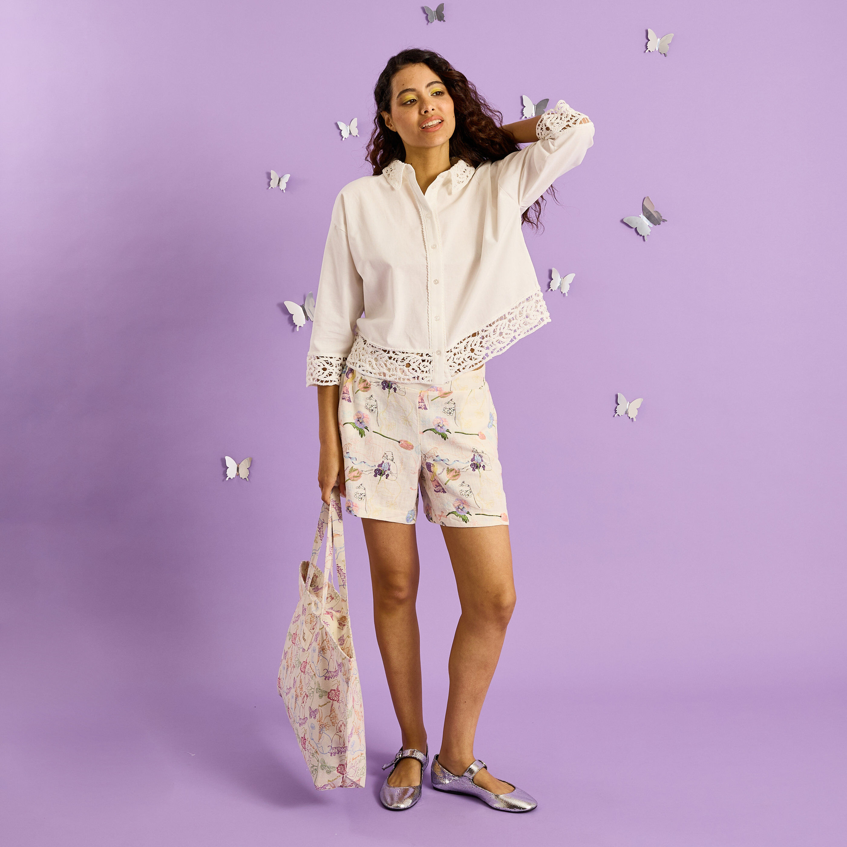 Short ample imprim&eacute; femme