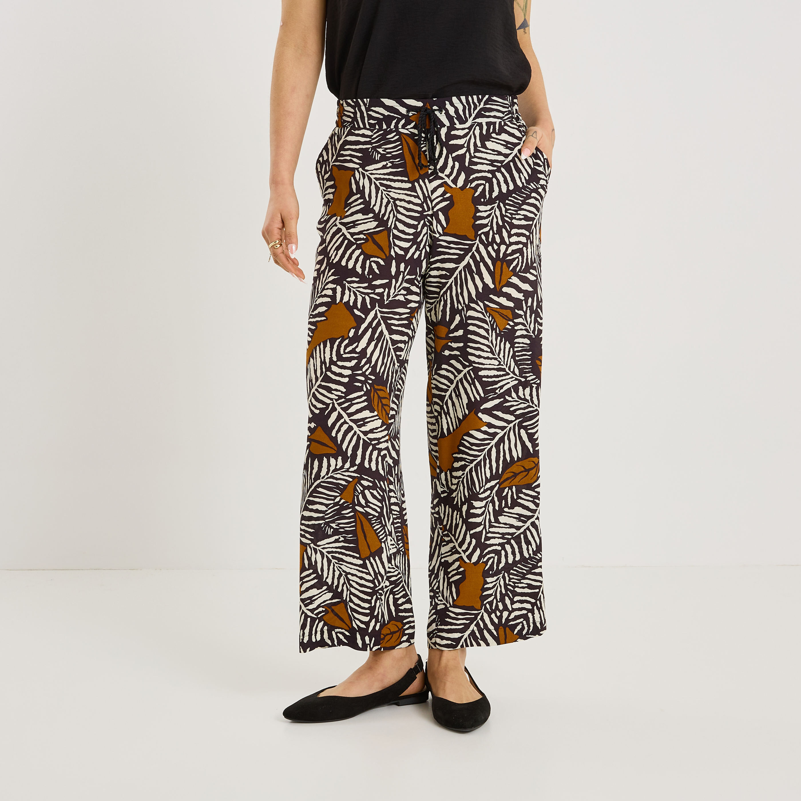 Pantalon fluide imprim&eacute; femme
