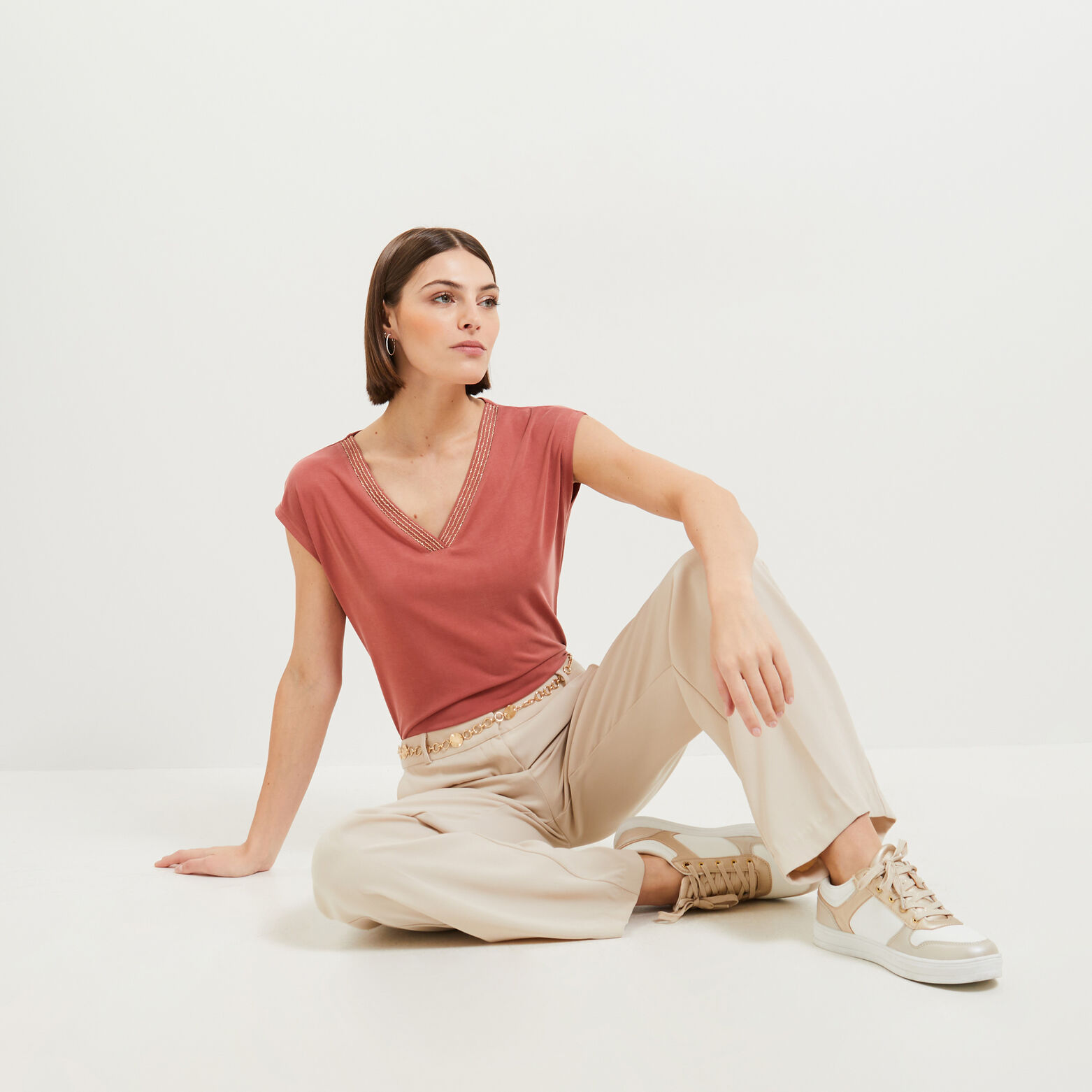 Tshirt col V femme