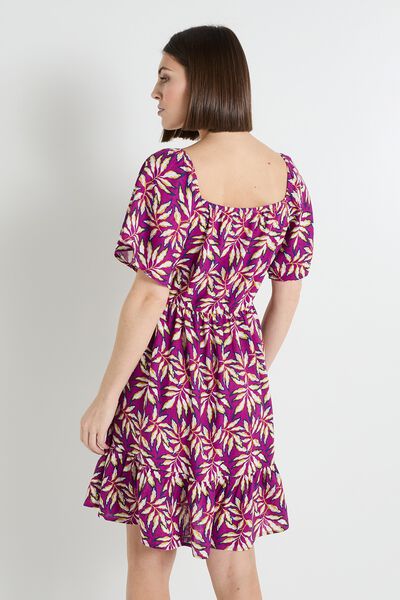 Robe col V imprimée femme