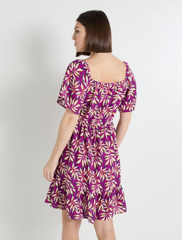 Robe col V imprimée femme