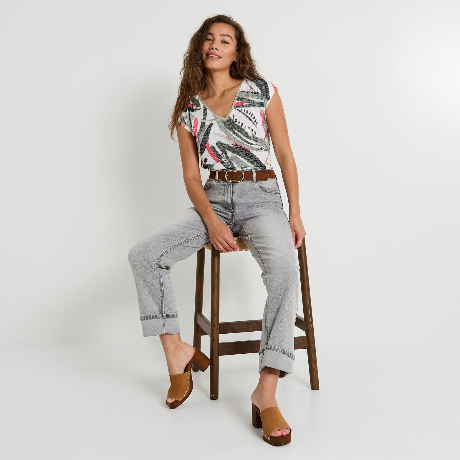 T-shirt col V femme