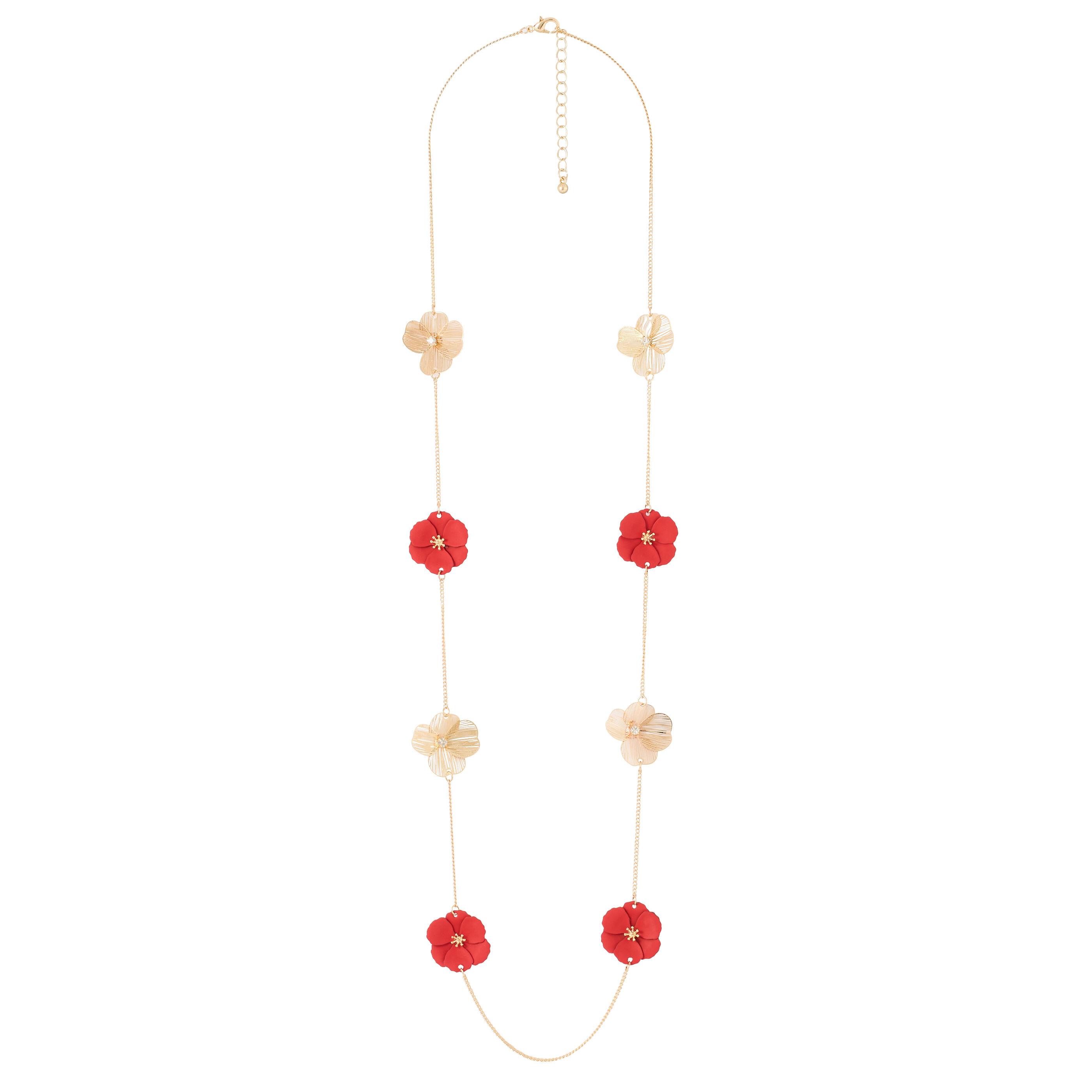 Collier cha&icirc;ne fleurs mates femme