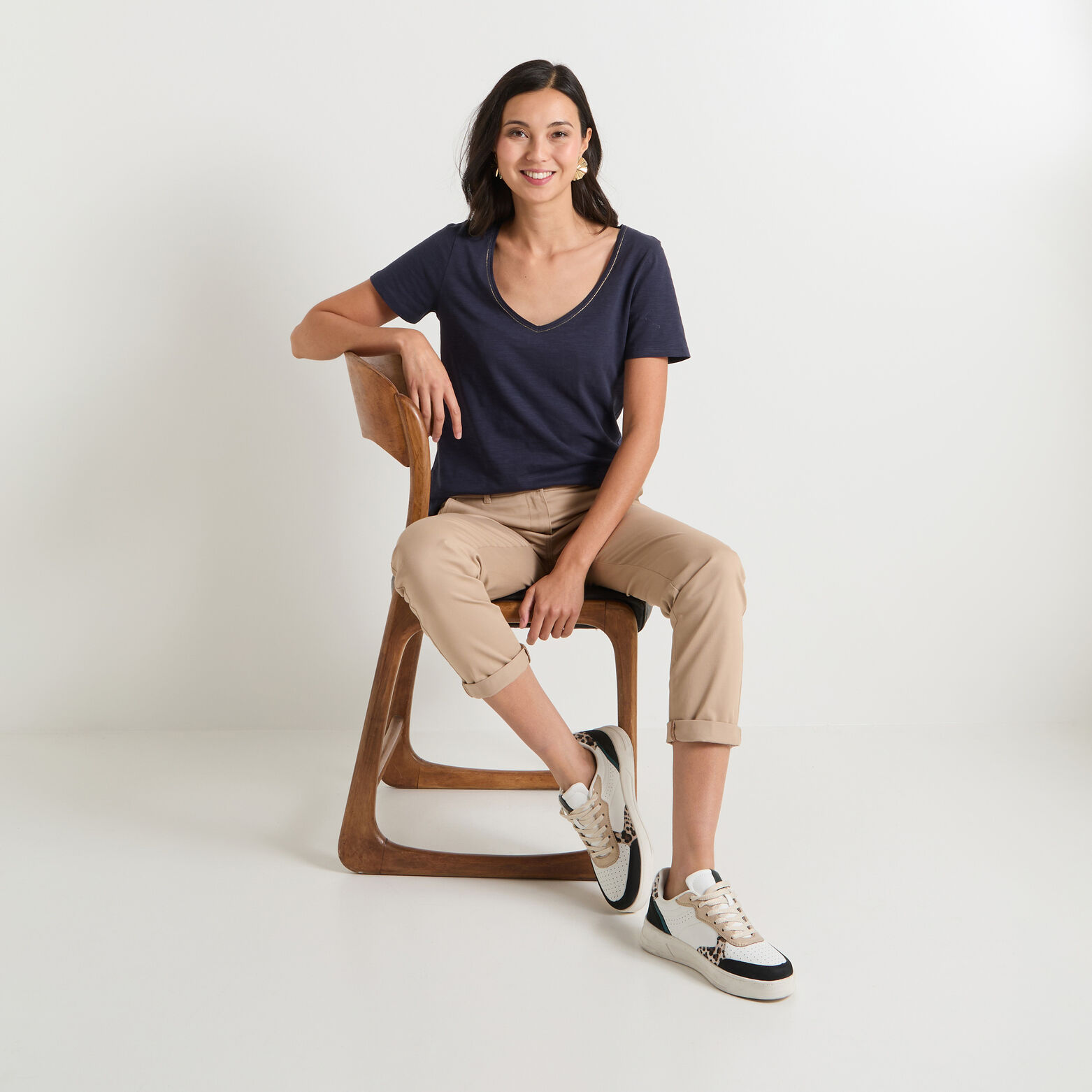 T-shirt col V femme