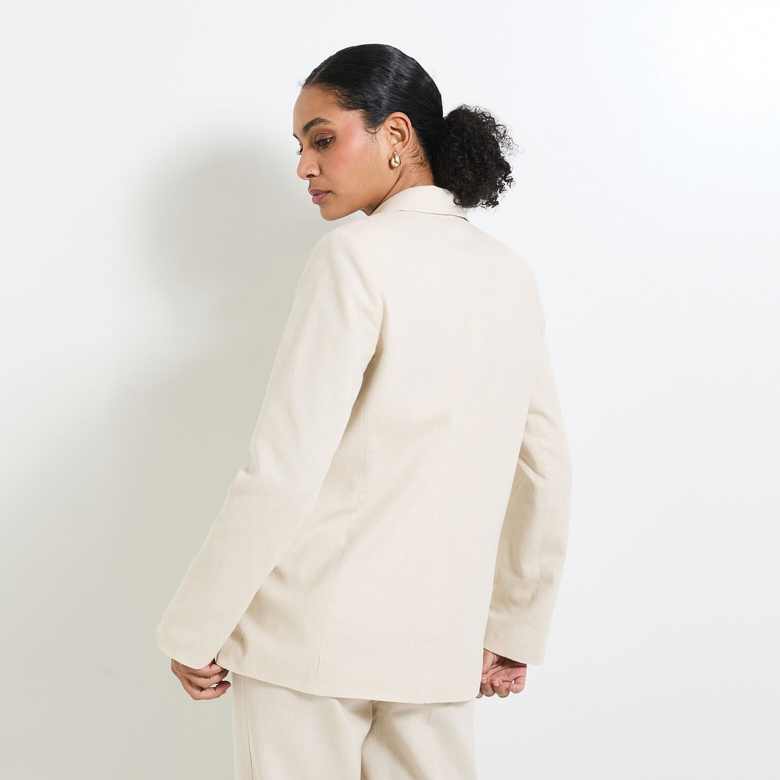 Veste blazer en lin mélangé femme