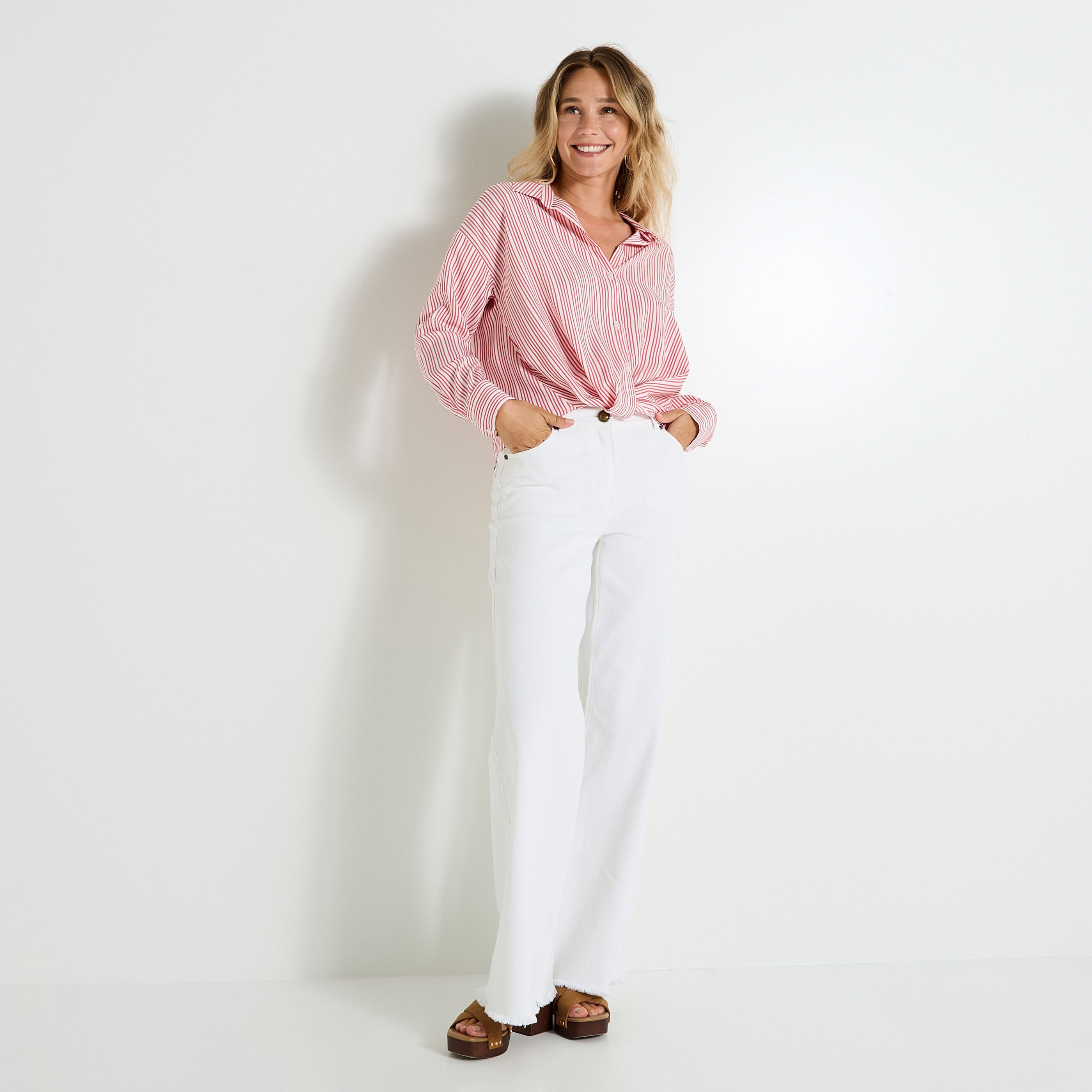 Chemise ray&eacute;e fluide femme