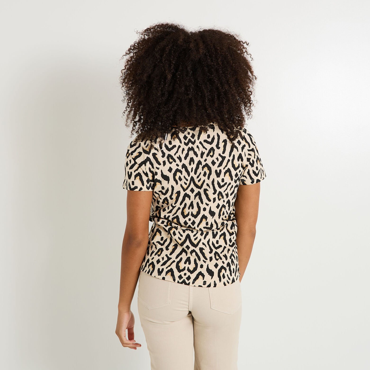 T shirt col V imprimé femme