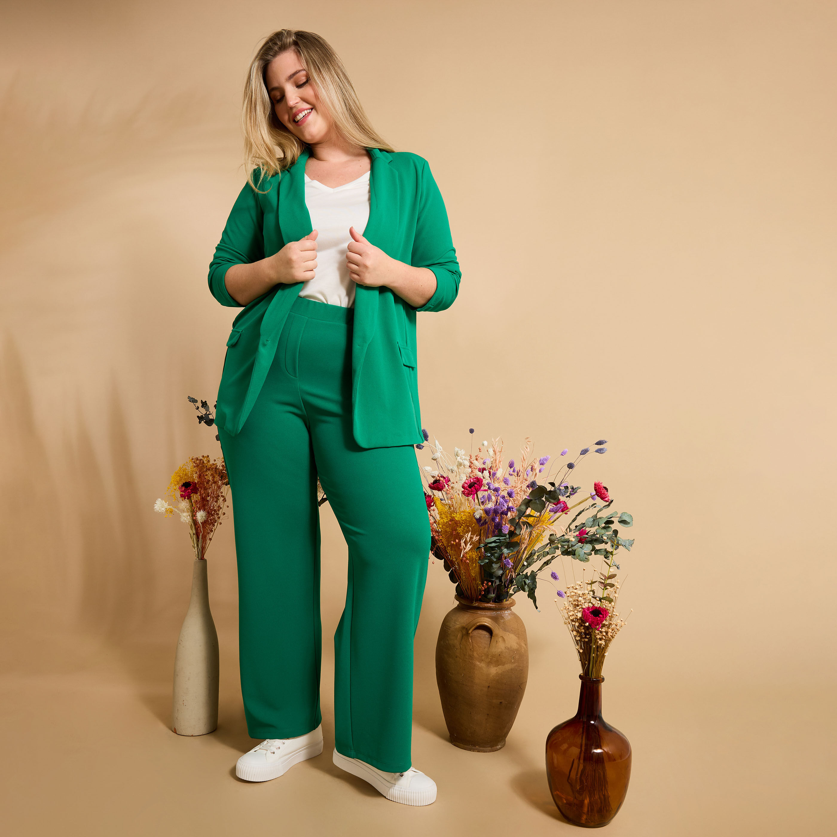 Pantalon large en maille femme