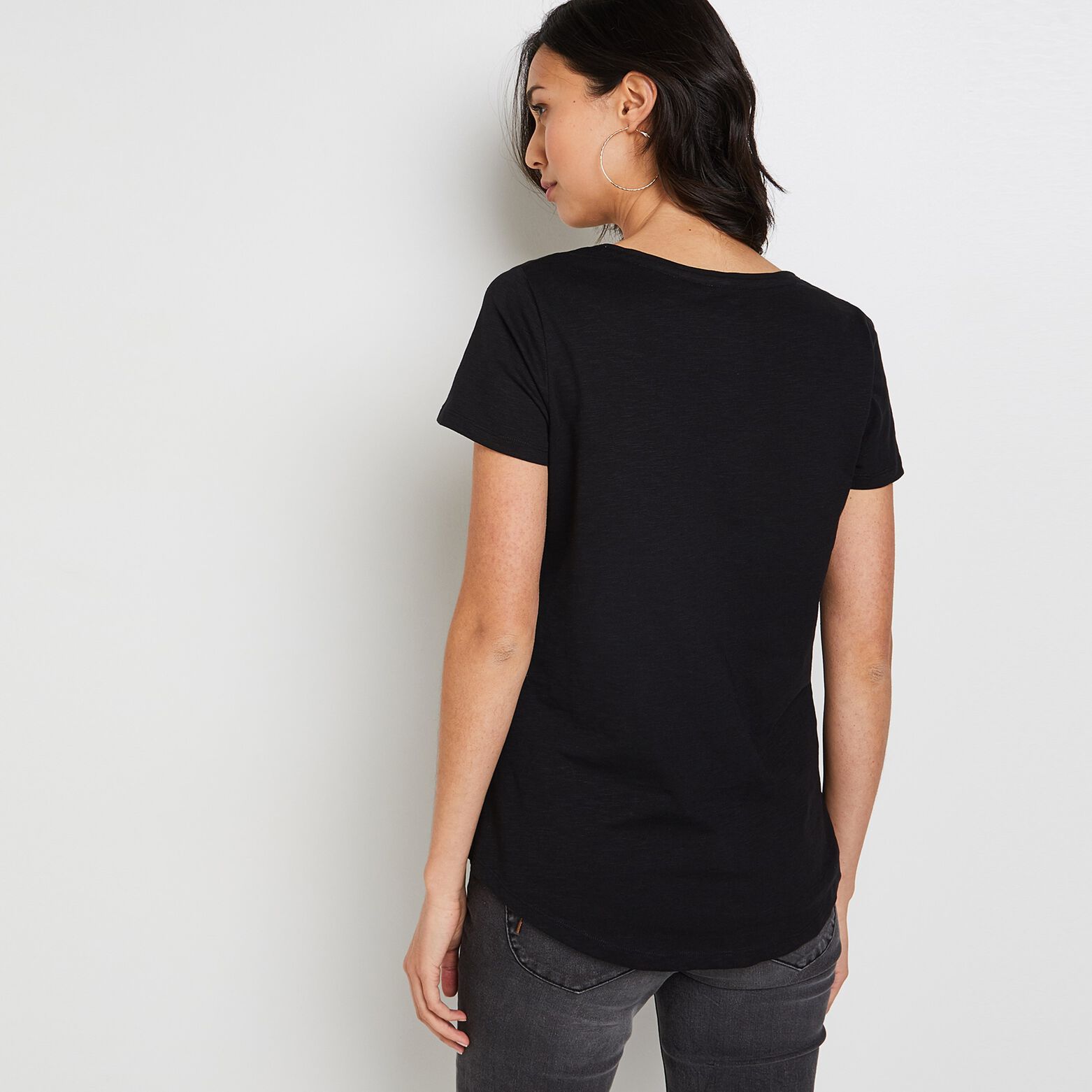 T-shirt manches courtes V femme