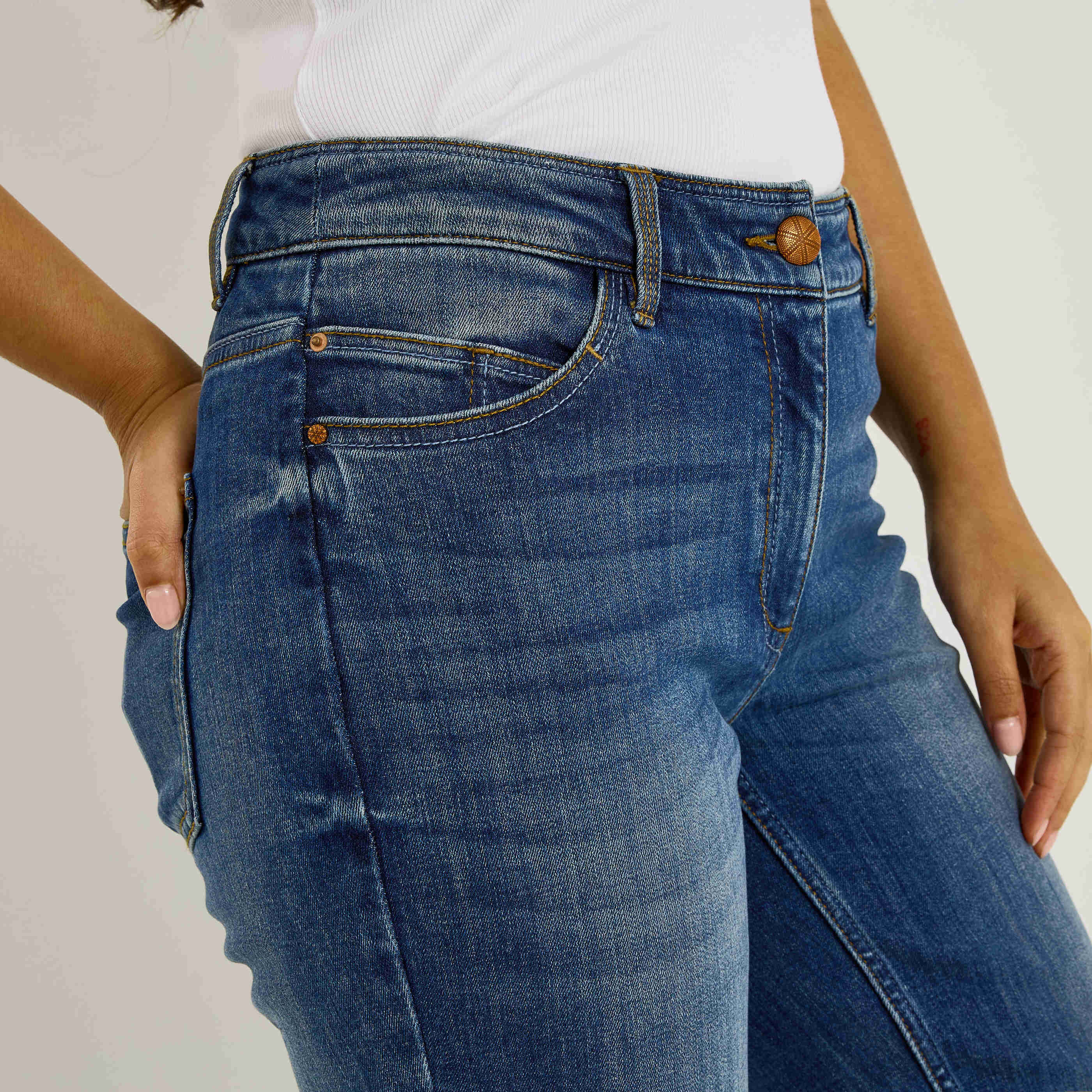 Jean mom raccourci ANKARA femme 