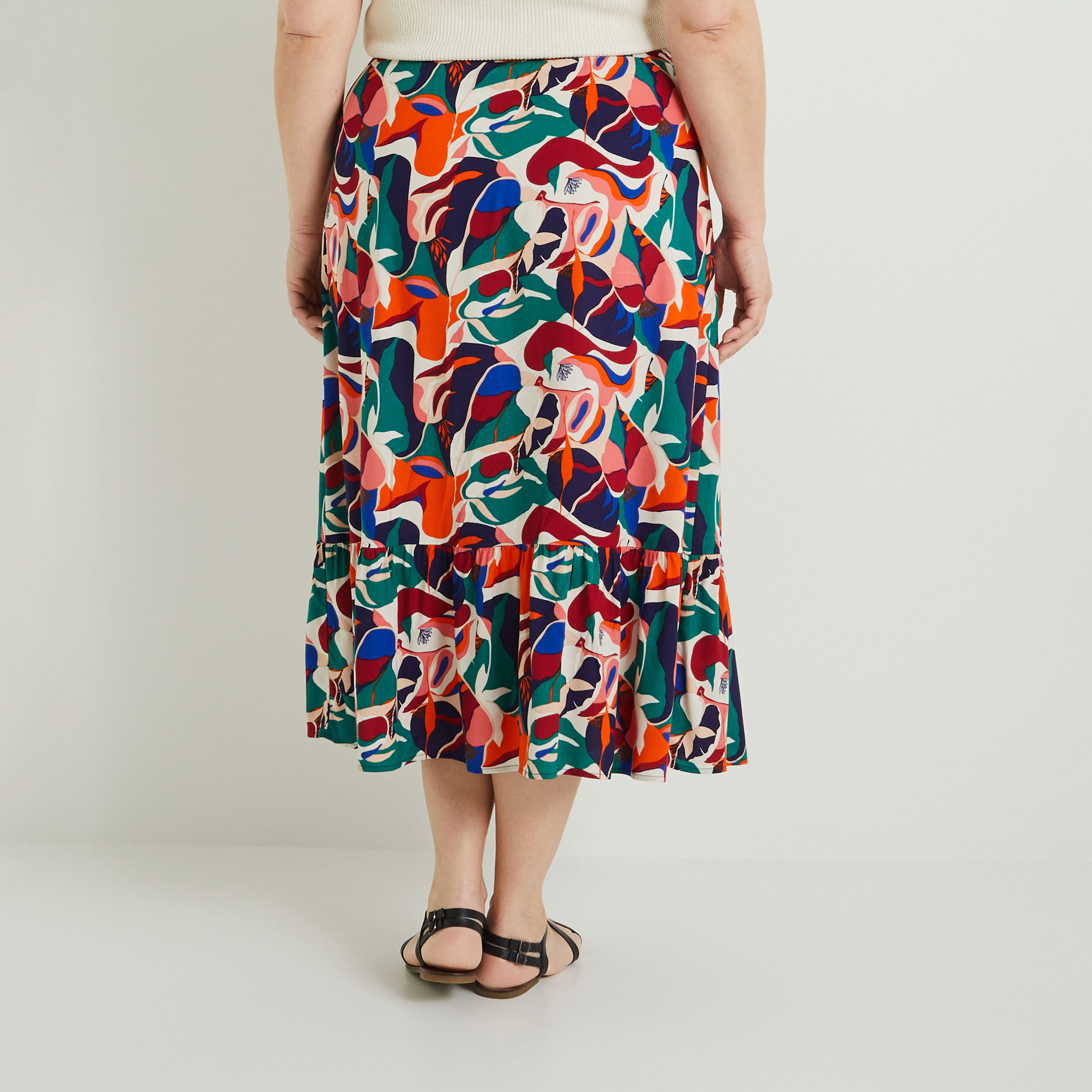 Jupe longue imprim&eacute;e femme