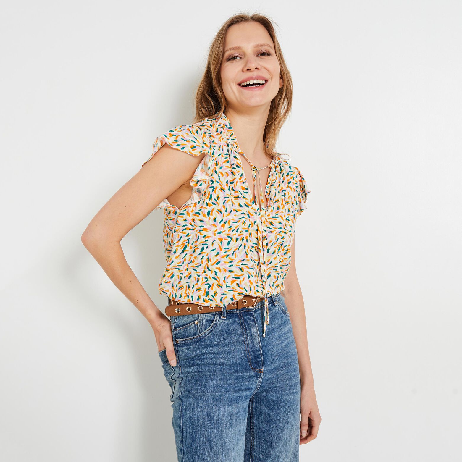 Blouse col V femme