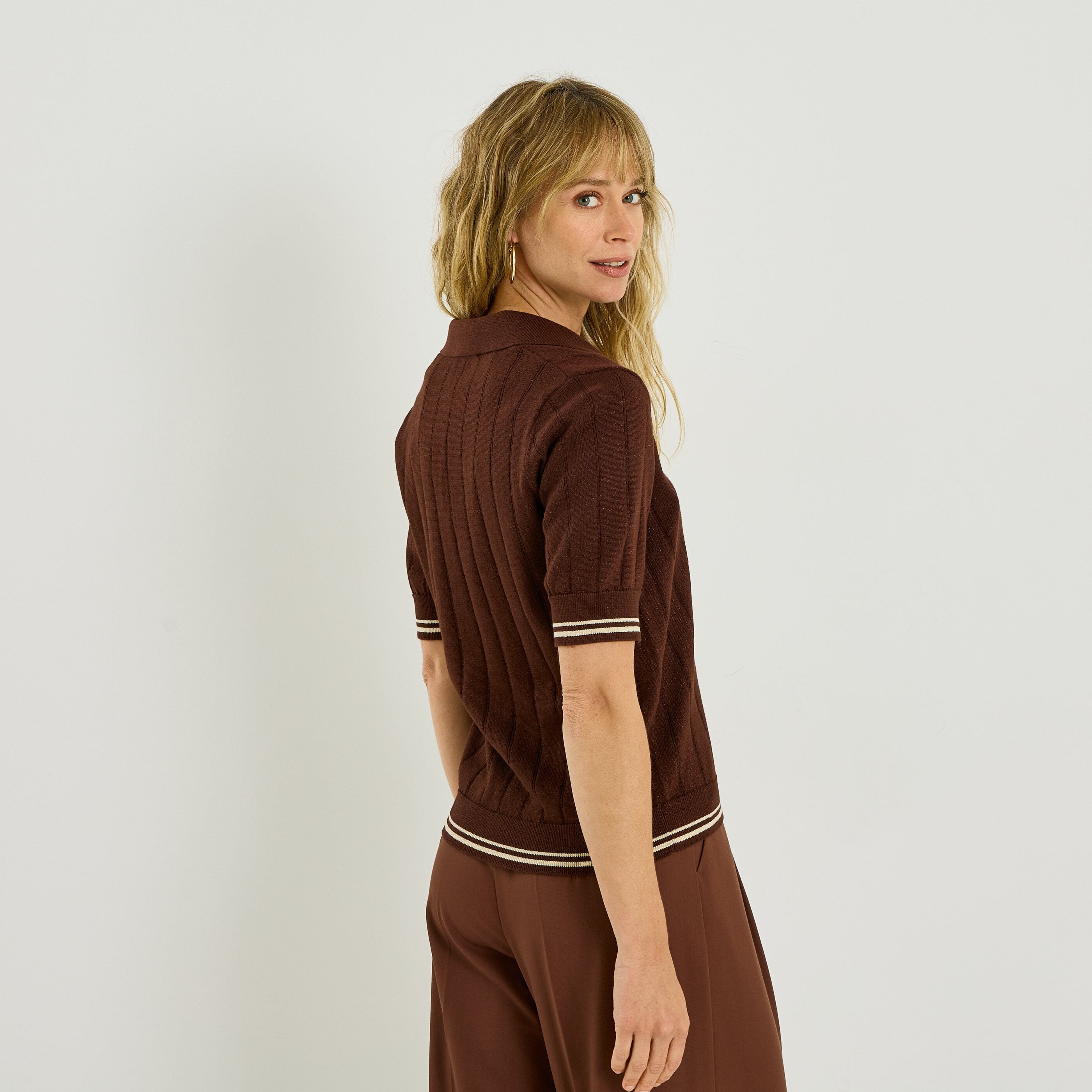 Polo manches courtes brillant femme