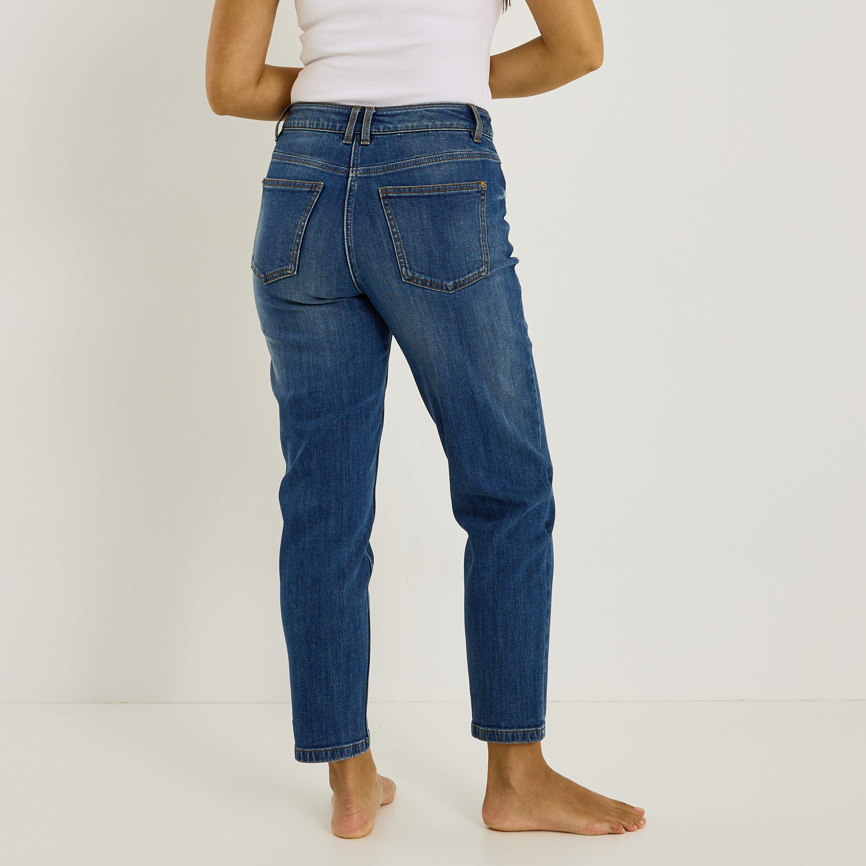 Jean mom raccourci ANKARA femme 
