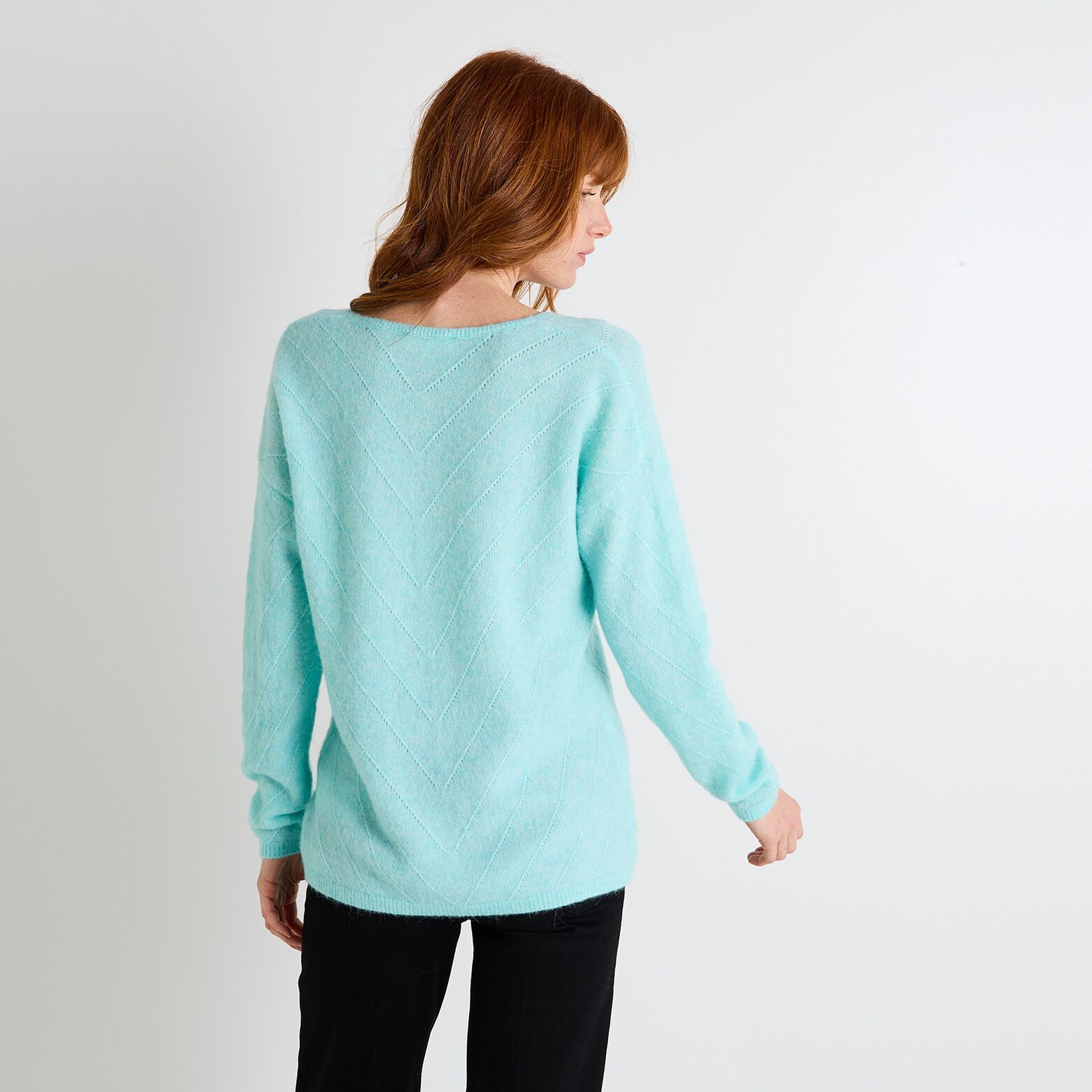Pull col V femme