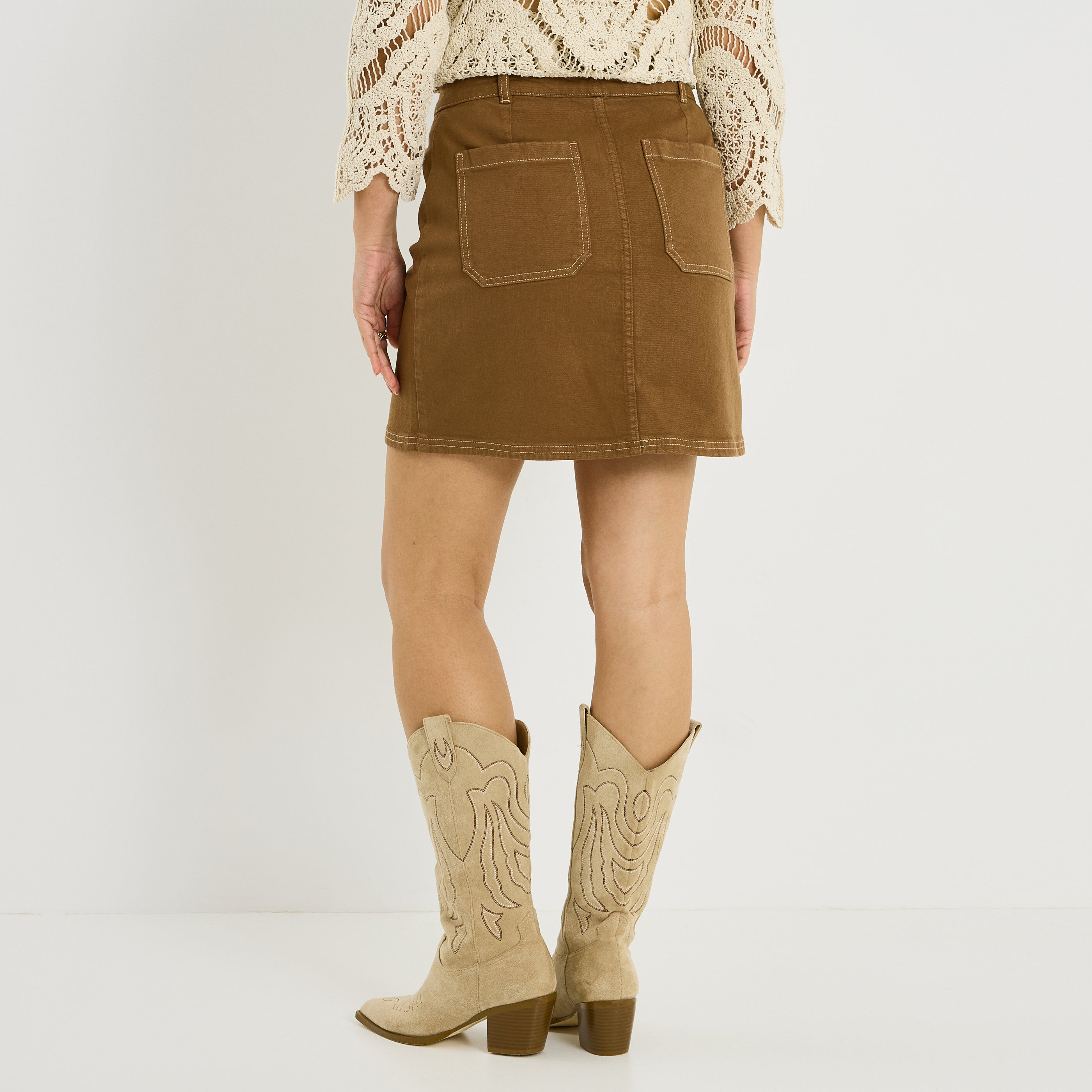 Jupe denim couleur femme