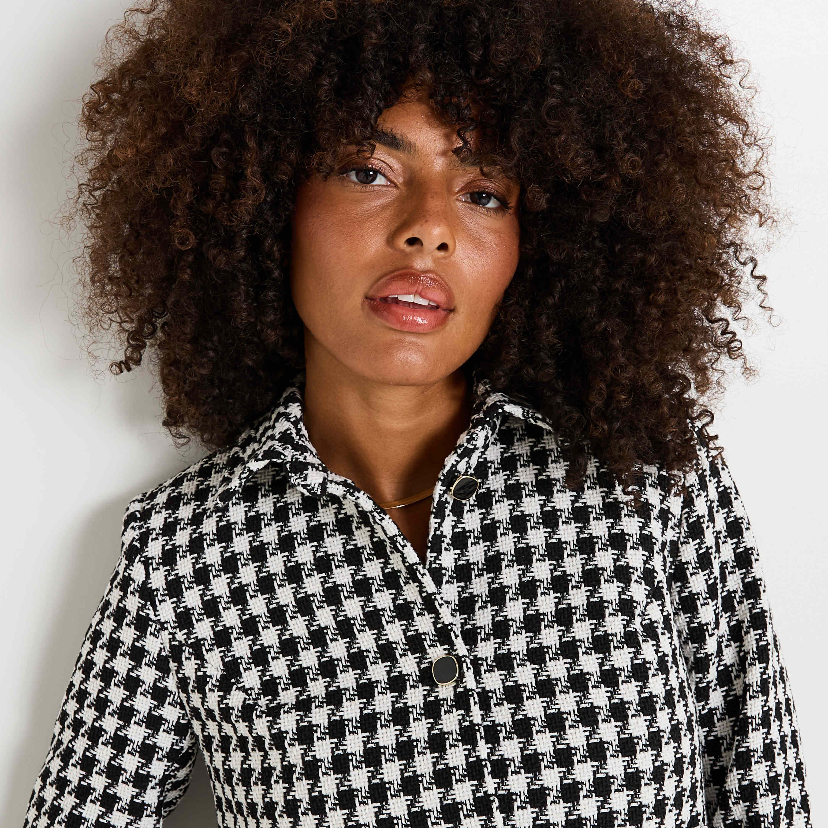 Veste tweed col chemise femme