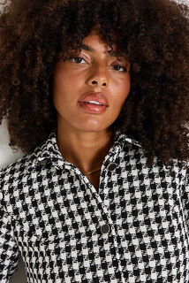 Veste tweed col chemise femme