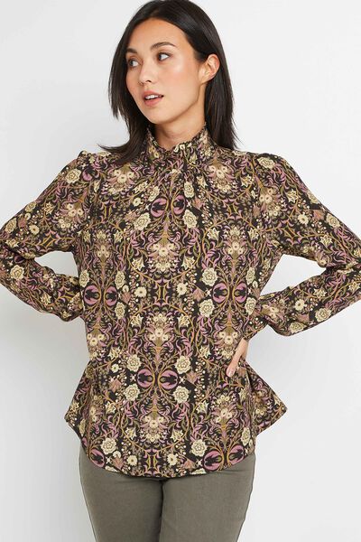Blouse imprimée col montant femme