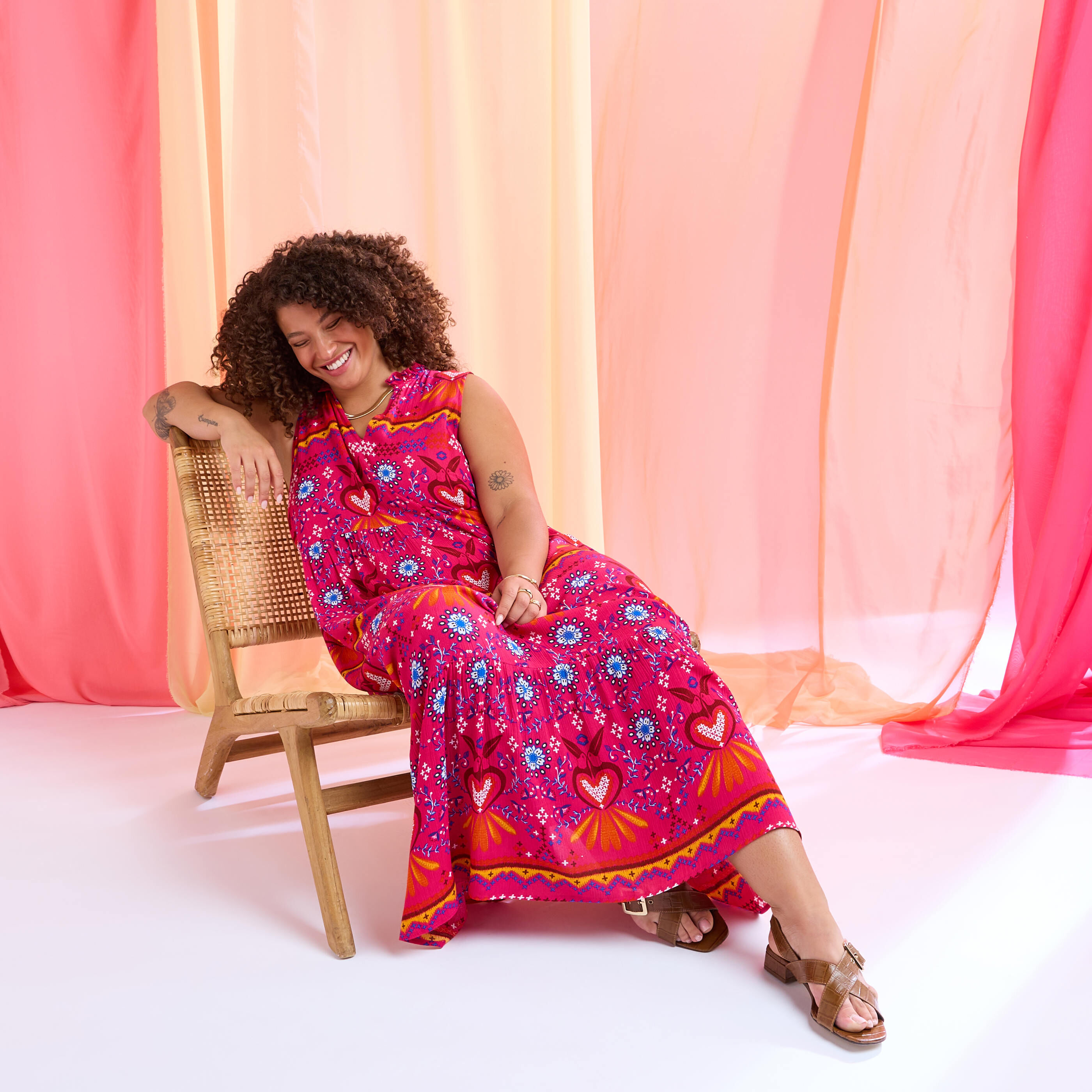 Robe longue imprim&eacute;e