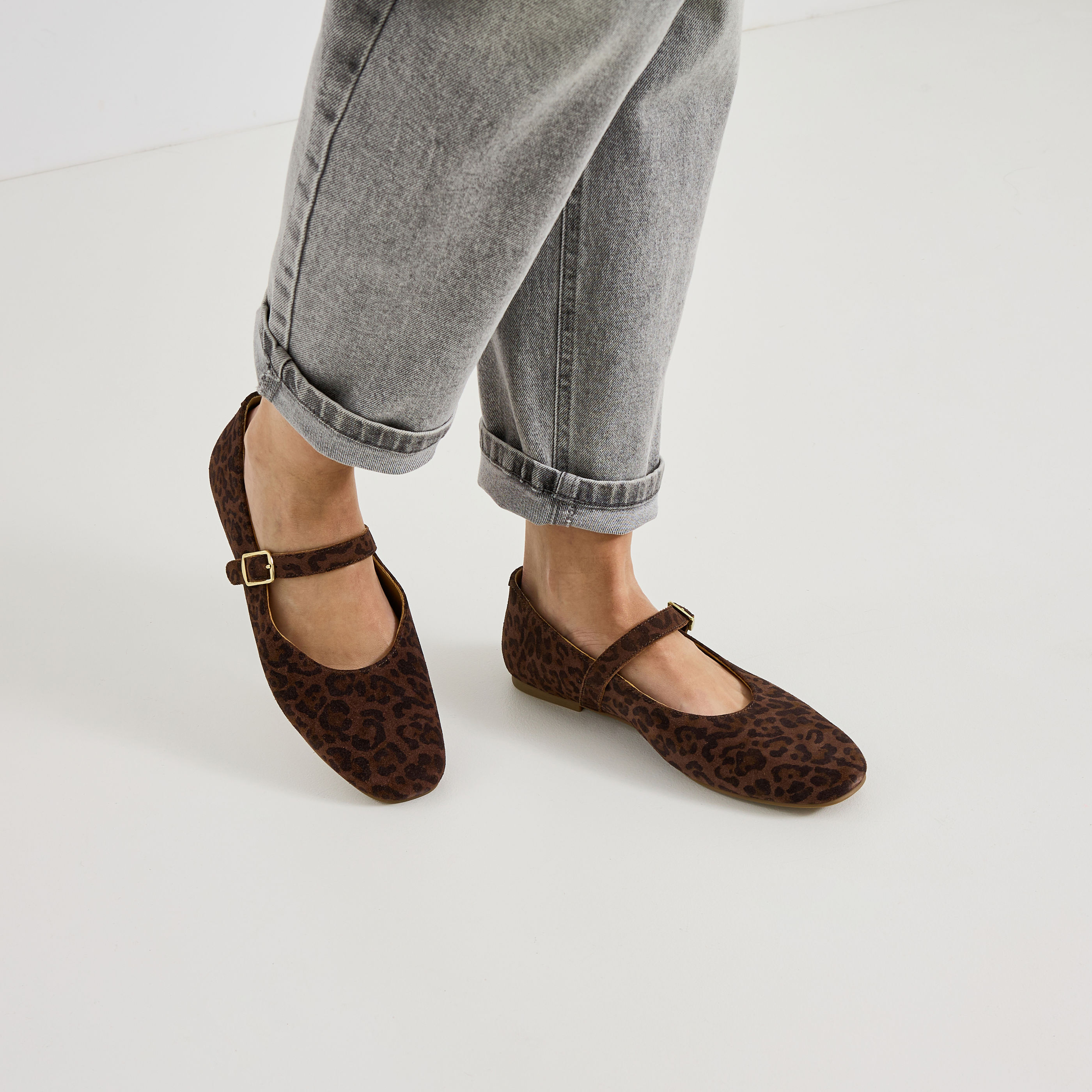 Ballerines &agrave; motif l&eacute;opard femme