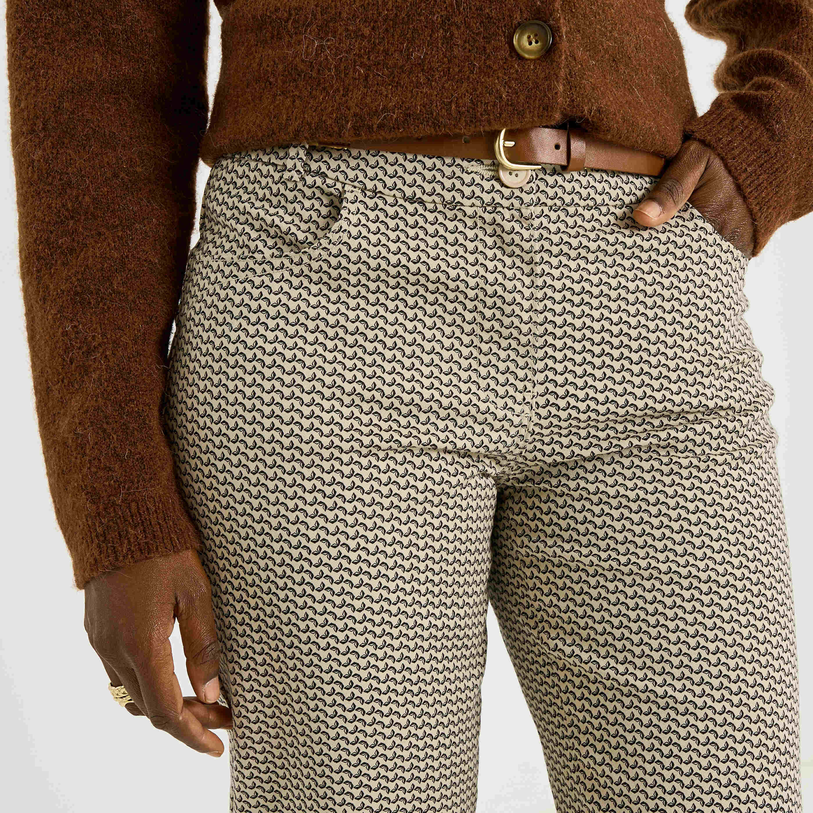 Pantalon chino imprim&eacute; femme