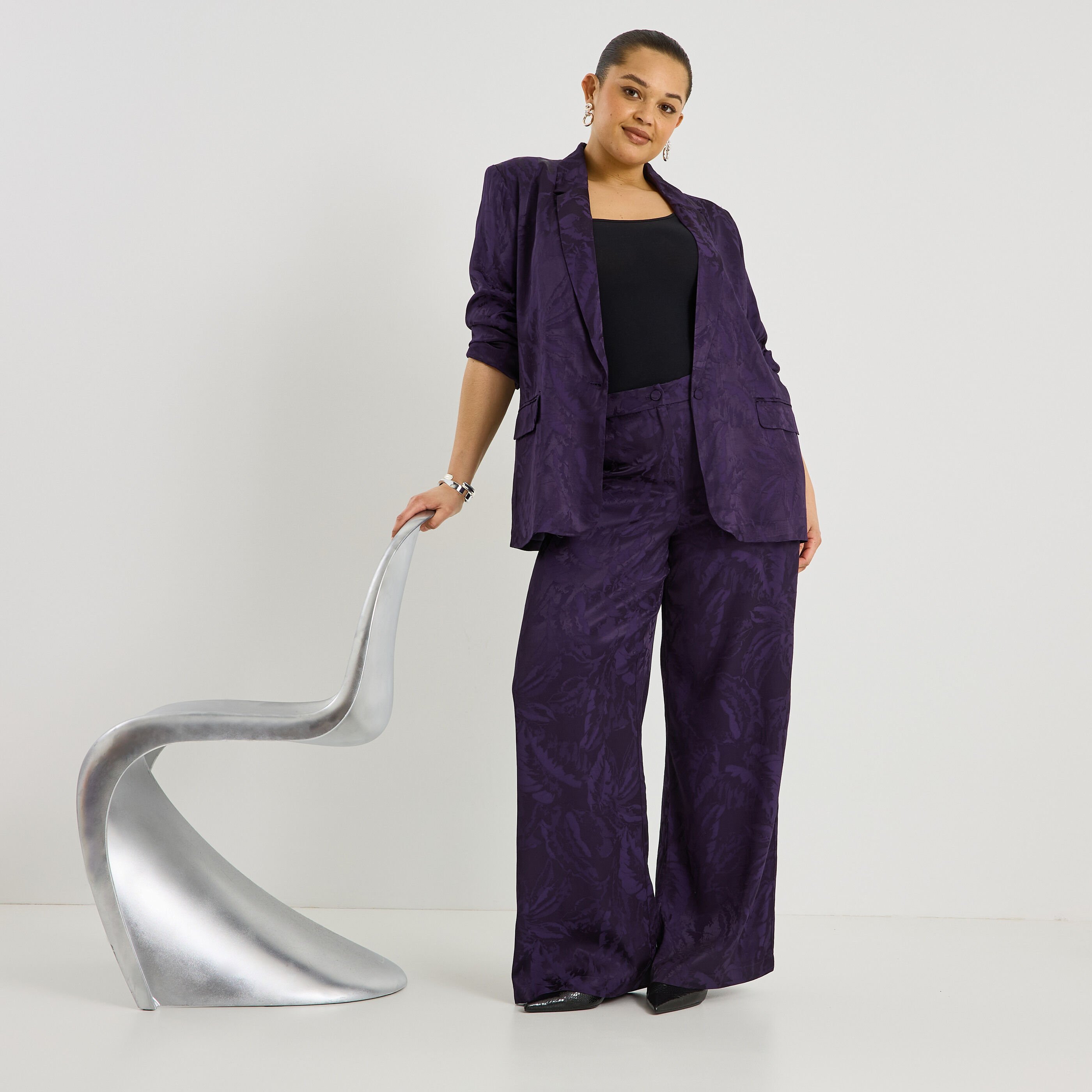 Pantalon large imprim&eacute; femme