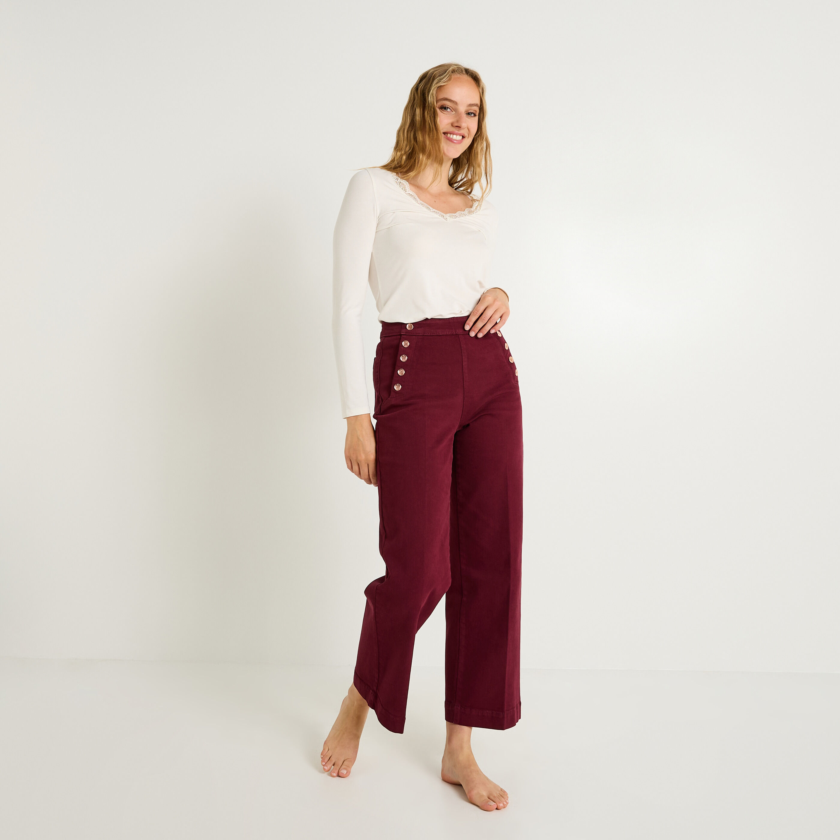 Jean flare raccourci POMPON F02 femme